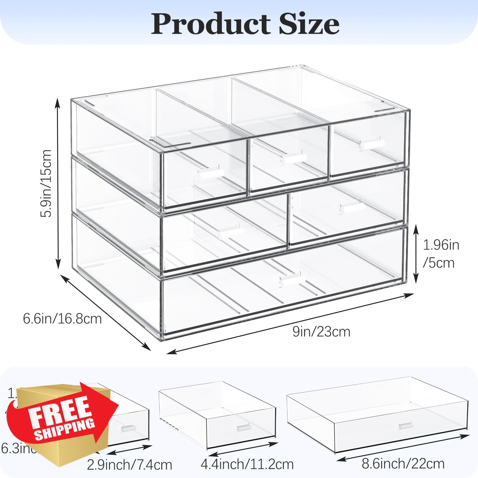YOCOMEY All Clear 3 Tier Desk Organizer 6 Drawers