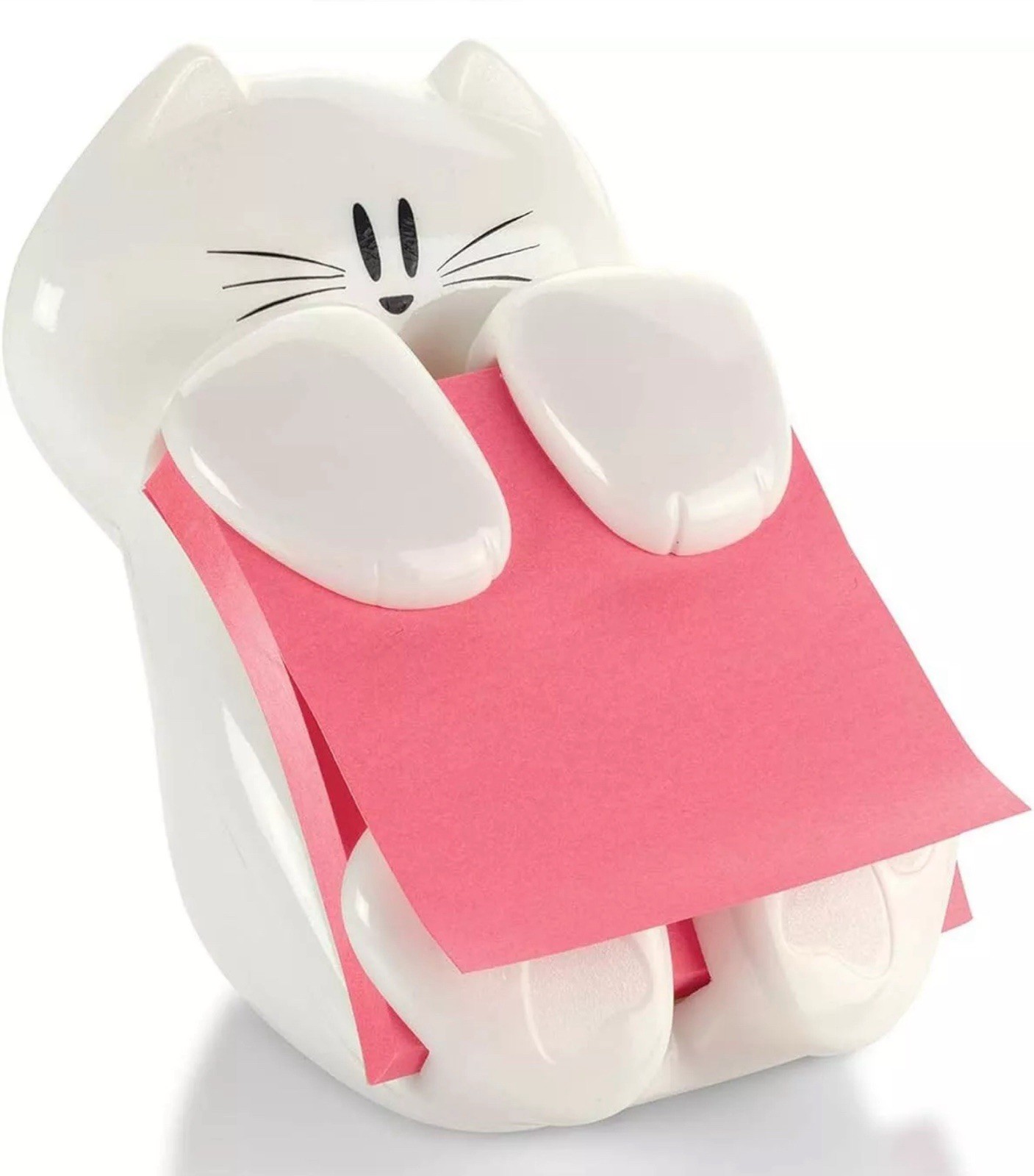 Post-It Pop Up Notes Sticky Note Dispenser Holder White Kitty Cat – Desktop