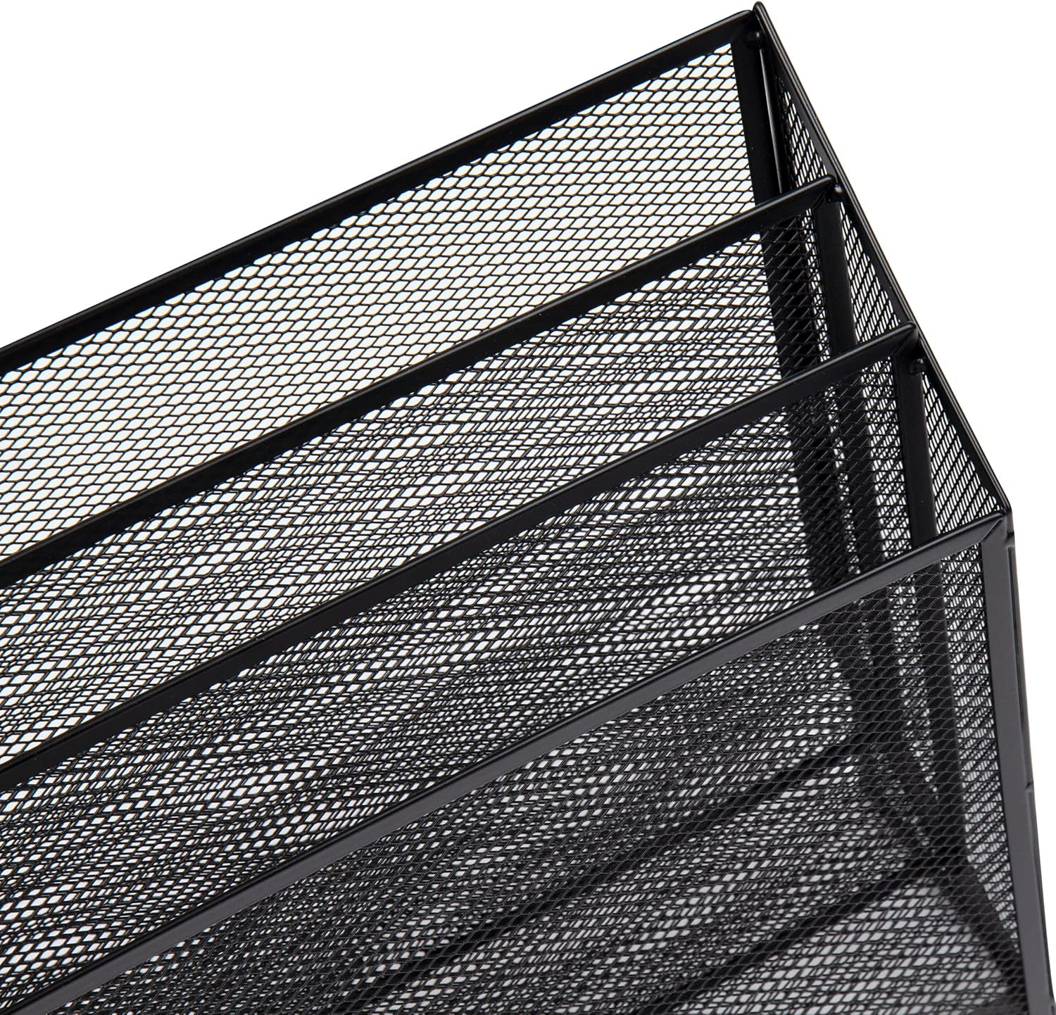 Metal Mesh Vertical File Organizer for Desk, 12.5″L x 3.75″W x 11.5″H, Black