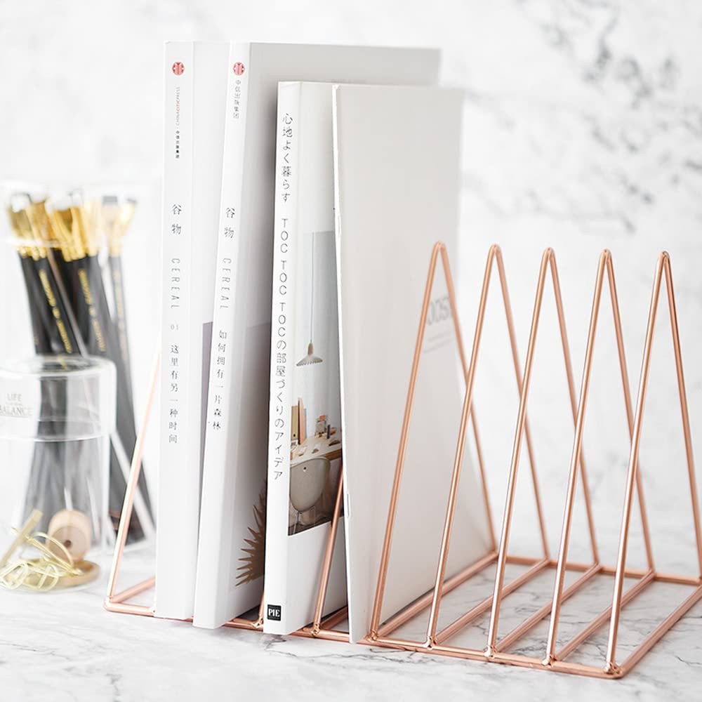Sooyee 2 Pack 9 Slot Rose Gold Magazine Holder, Desktop File Sorter