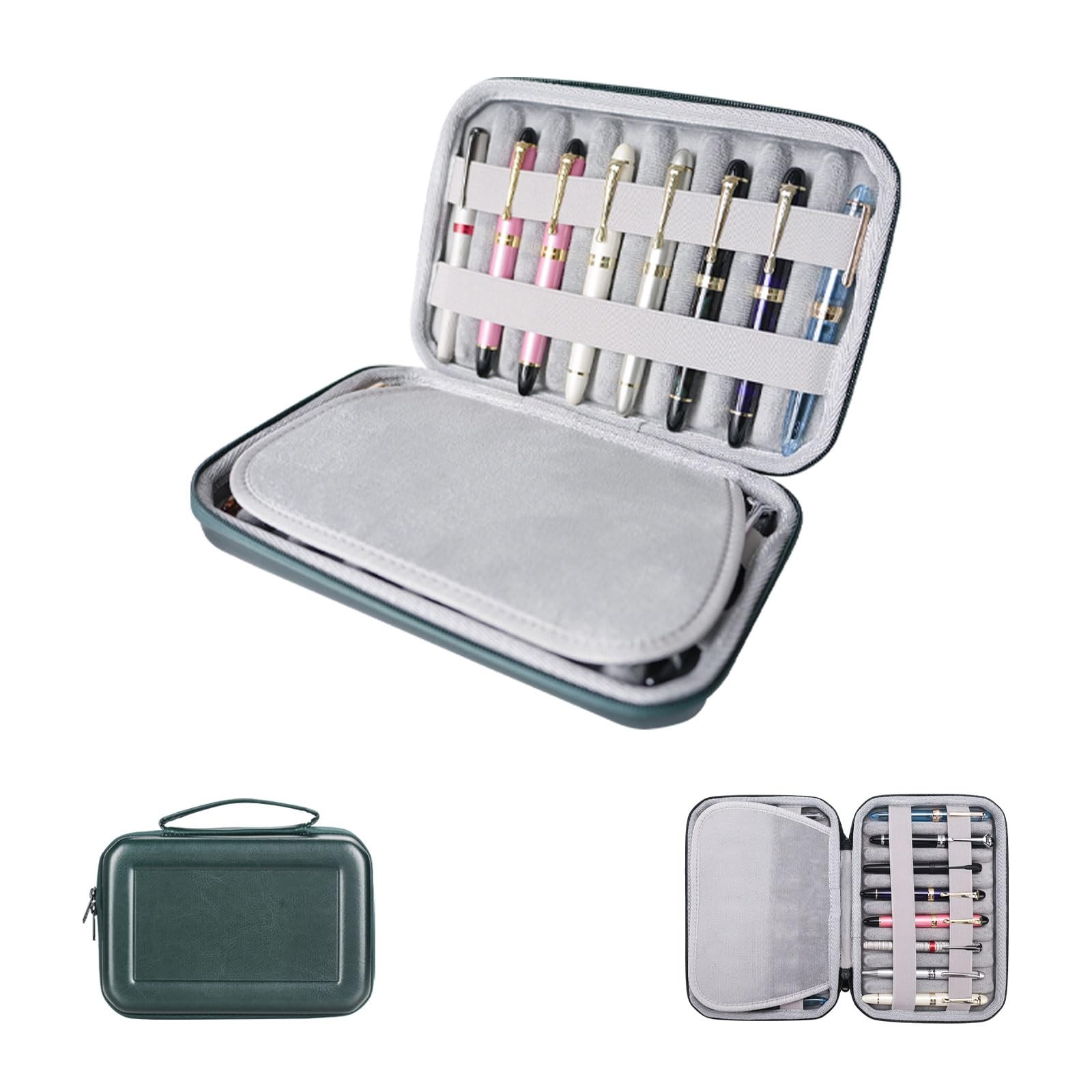 PU Leather 16 Slots pen case/boxes， Pencil Tray Case Organizer,Handmade Displ…