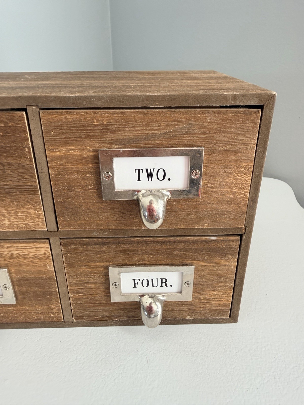 Desk Organizer with Drawers Wooden Desktop Storage Cabinet Storage Box, 4 Drawer