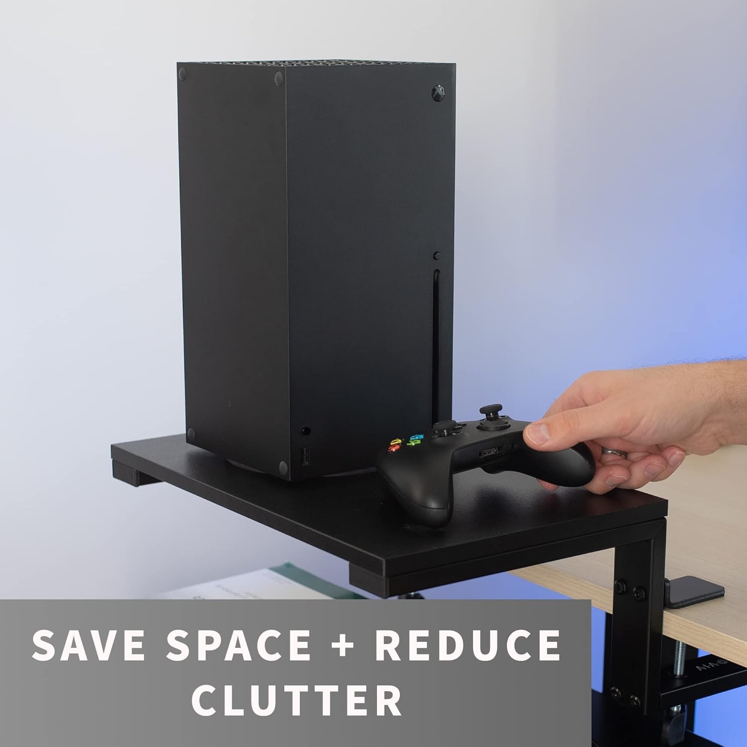 VIVO Clamp-on 15 inch Desk Extension Shelf for Gaming 15", Black
