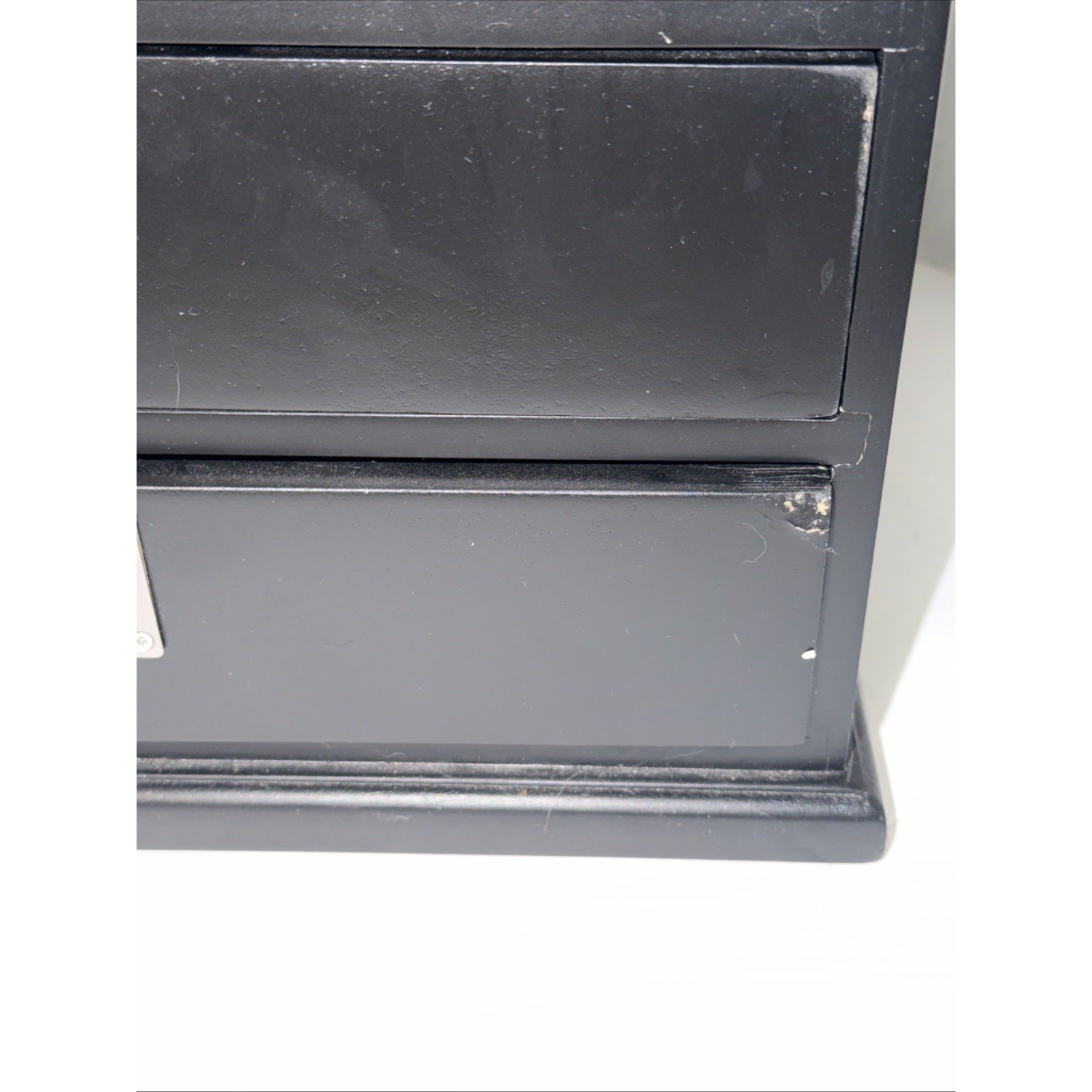 Pottery Barn Black Wood Desk Organizer 2 Drawer Apothecary Office Storage Box