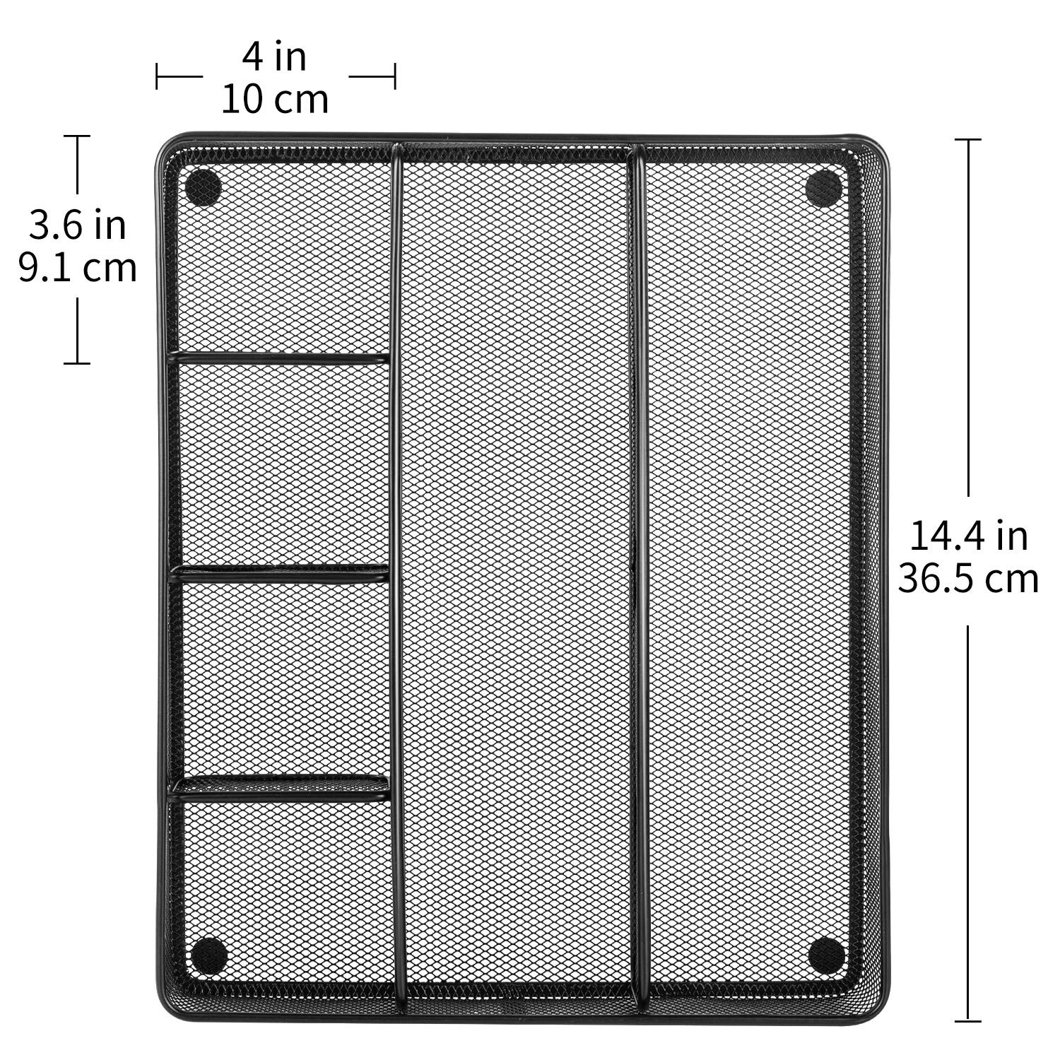 Amazon Basics Metal Mesh Desk Organizer with 6 Compartments, Anti-Slip Black