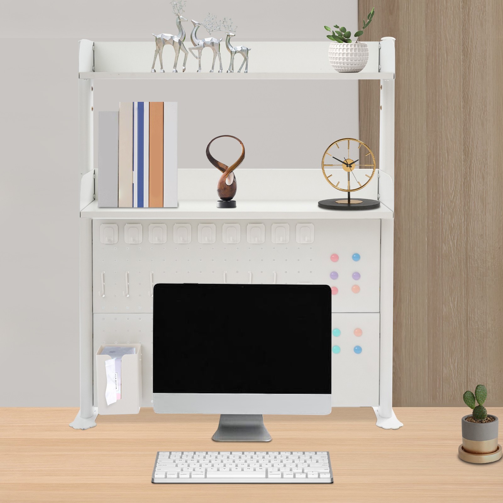 Clamp-on Desk Shelf with Pegboard, Clamp On Desk Bookshelf Desk Above Organizer