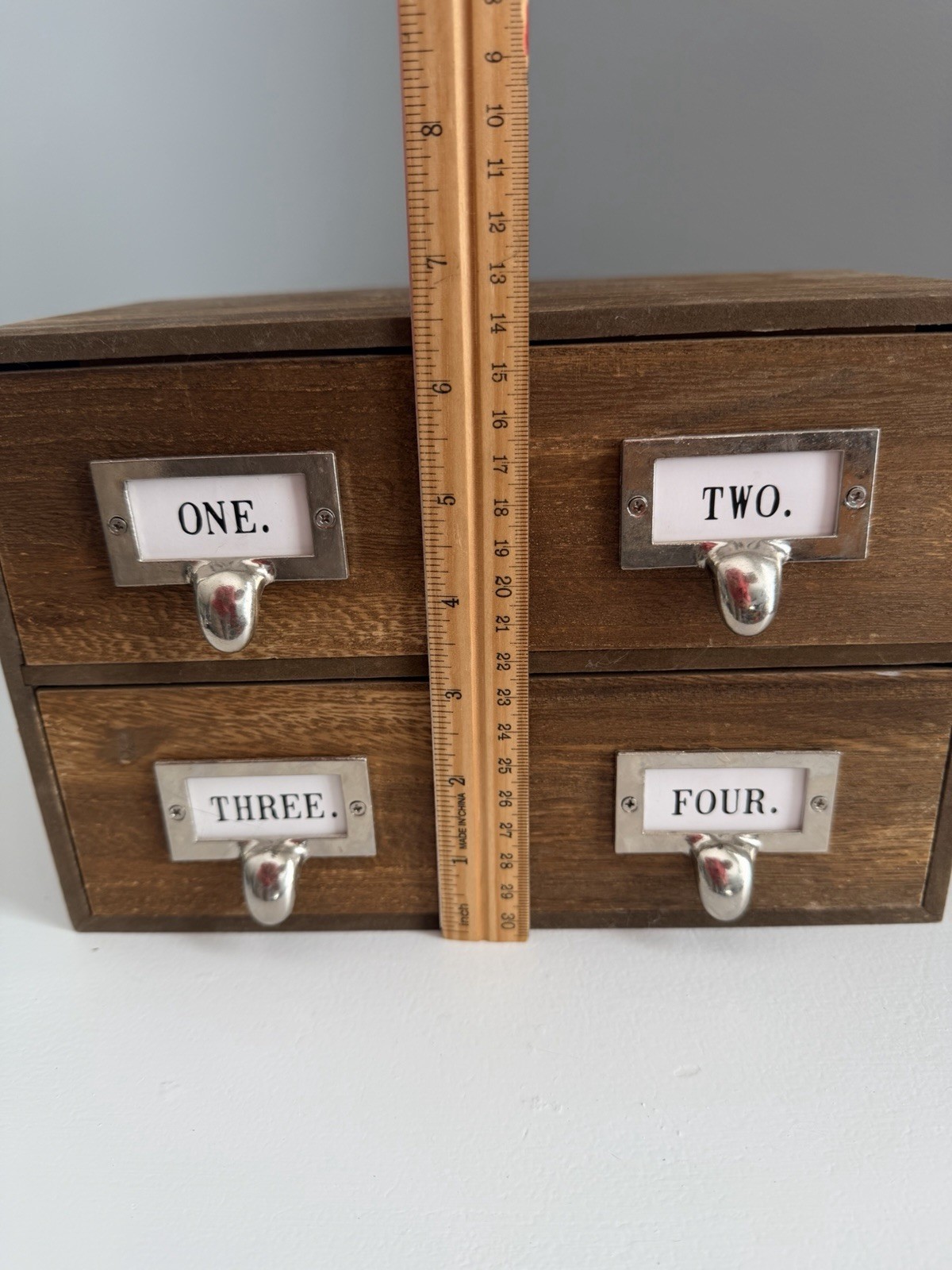 Desk Organizer with Drawers Wooden Desktop Storage Cabinet Storage Box, 4 Drawer