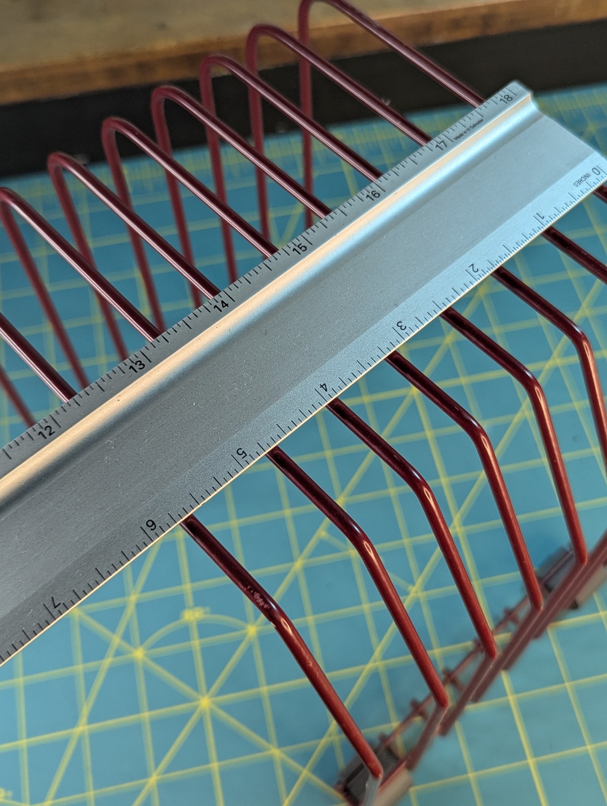 Vintage 1980s Retro Wire File Folder Holder Desk Organizer Maroon Red Office