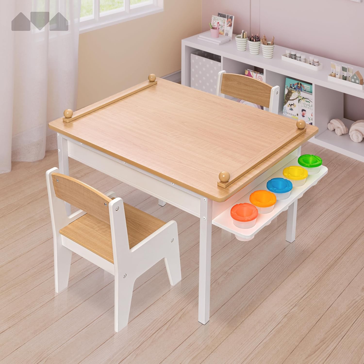 2-in-1 Kids Art Table and Chair Set – Activity Table with Stora