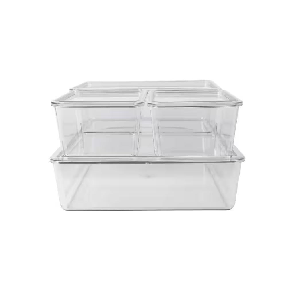 Clear Desk Organizer Set of 4 – 2 Small/1 Medium/1 Large