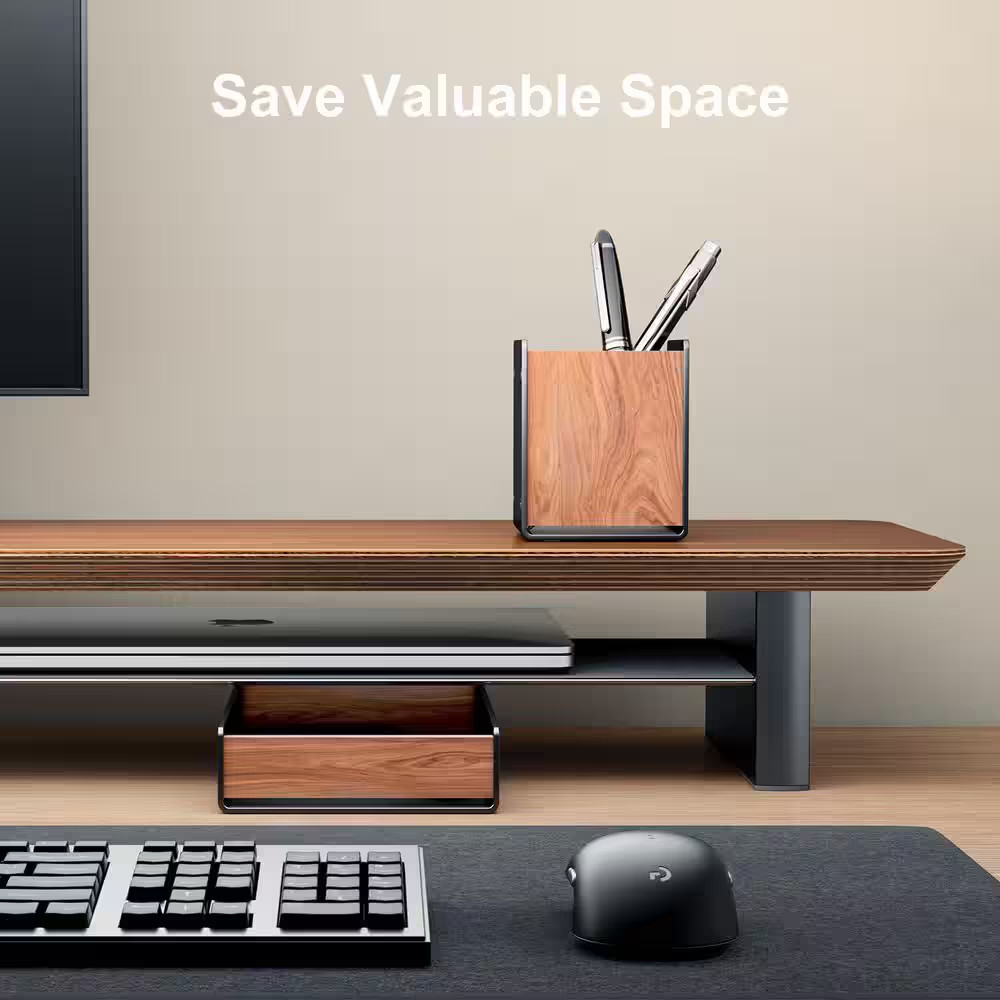 1 Set Walnut Desk Tray with Pen Holder Natural Wooden Desktop Organizer for Keys