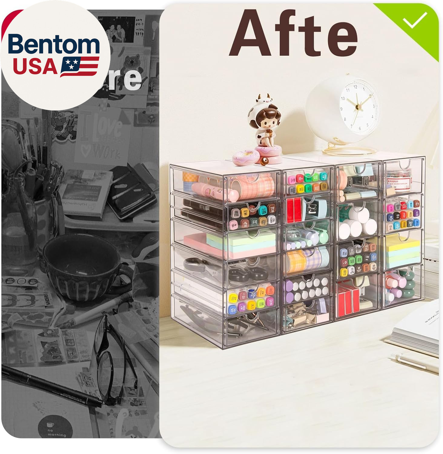Acrylic Organizer with Drawers | 20 Drawers 4 Sets | Desk Organizer and Storage,