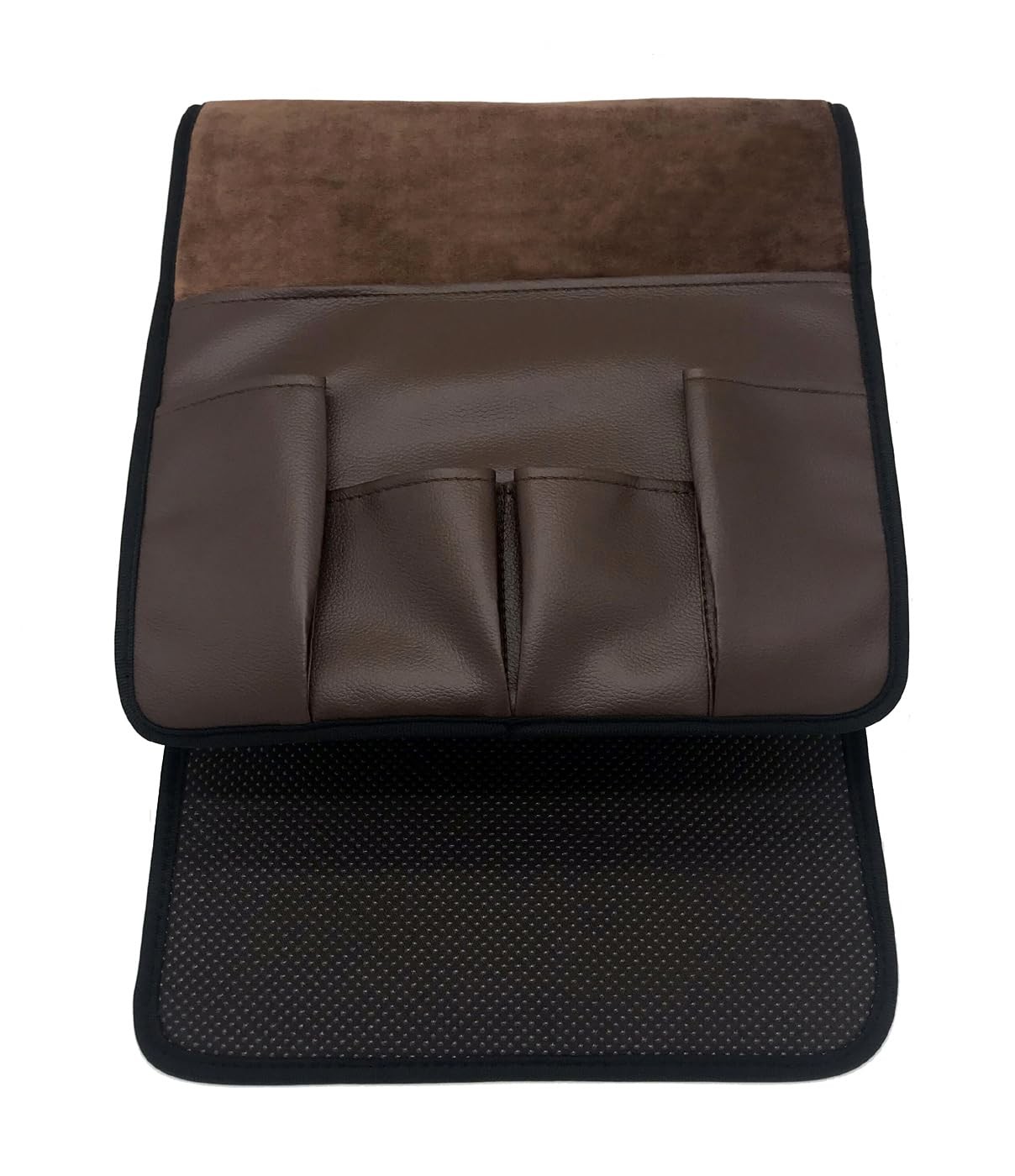 Brown Velvet Sofa Couch Chair Armrest Soft Caddy Organizer Holder Remote