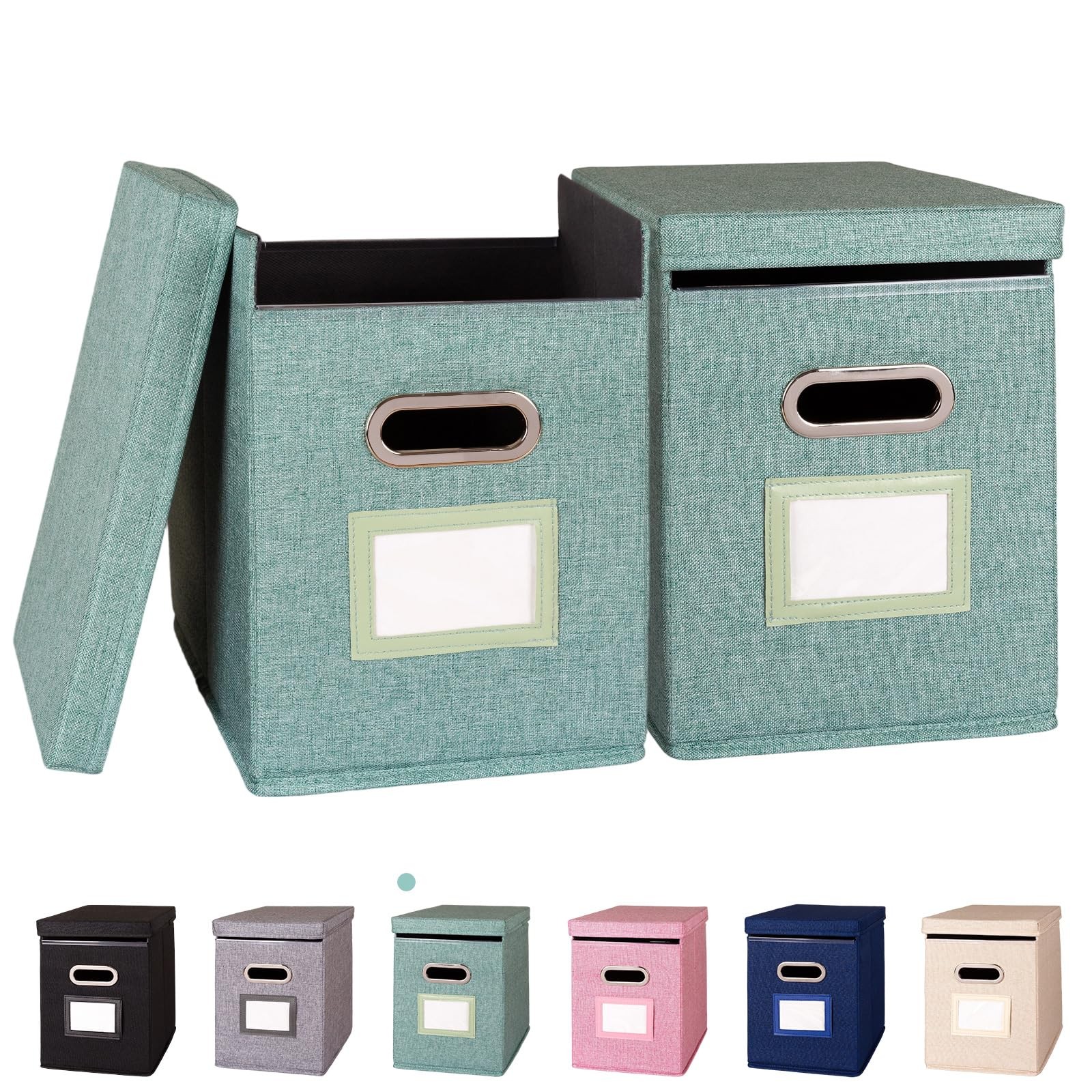 ComfortKeeper 2 Pack Hanging File Folders Organizer with Lid, 2 Pack, Green