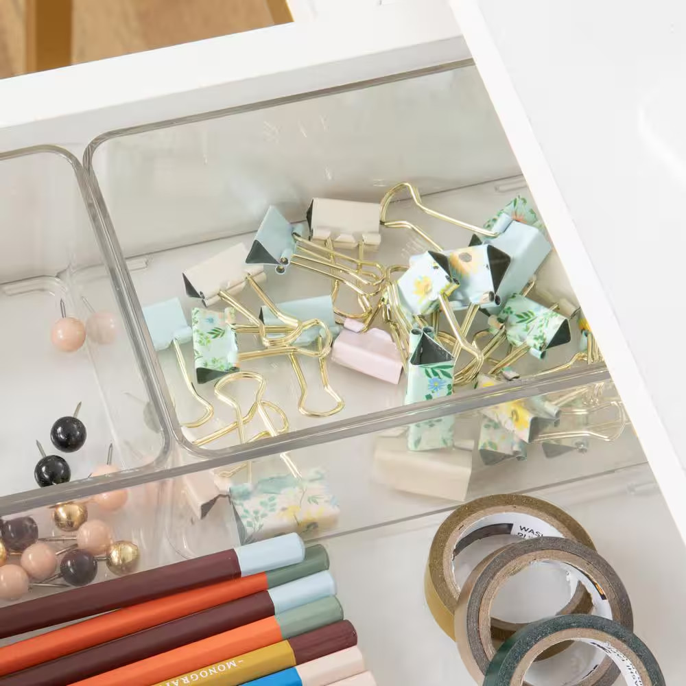 Clear/Light Natural Desk Organizer Set of 3 – 2 Small/1 Large