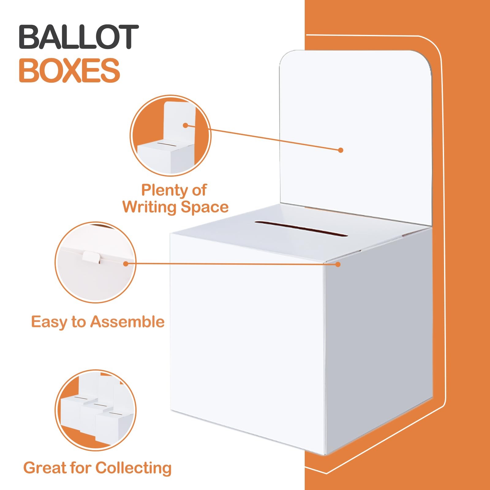 VOISEN Raffle Box,12 Pcs Boxes with Slot,Cardboard Ballot White 12p