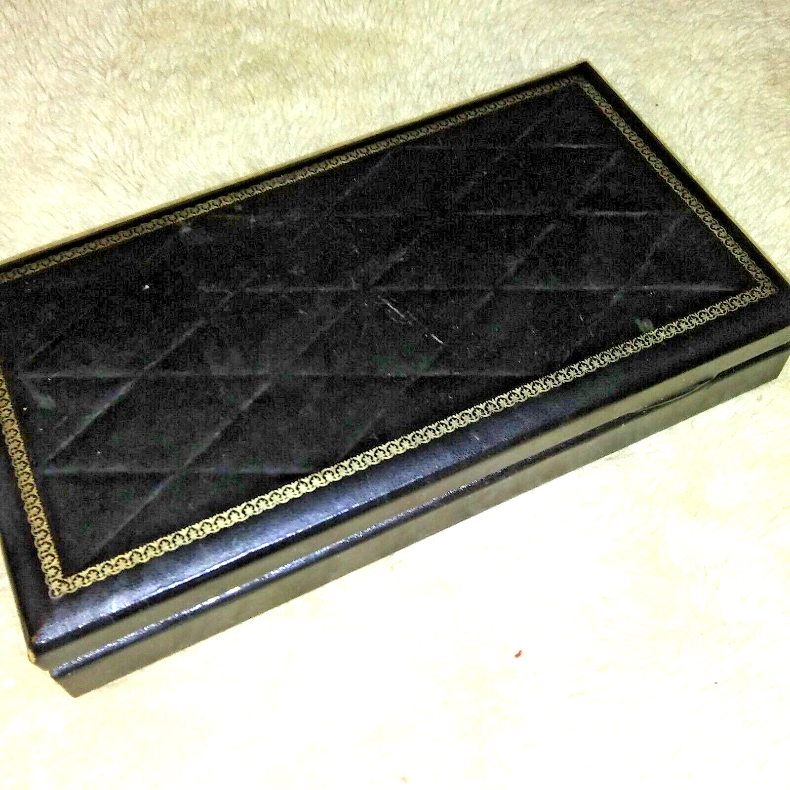 Swank Men’s Black Cufflink Case Jewelry Box Gold Trim Sweden Philippi vintage
