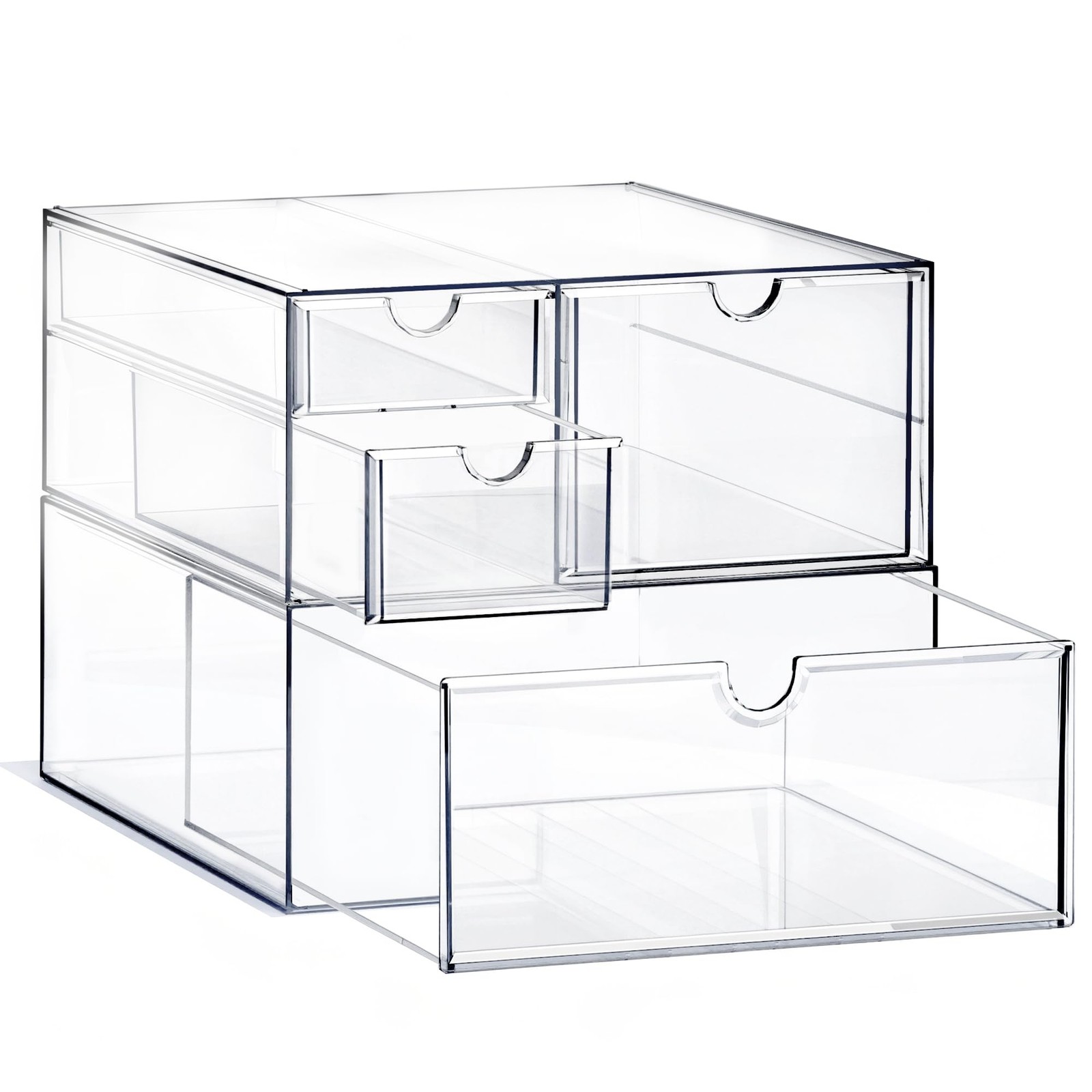 Prsildan Acrylic Drawer Makeup Organizer with 4 4 Drawers, Transparent