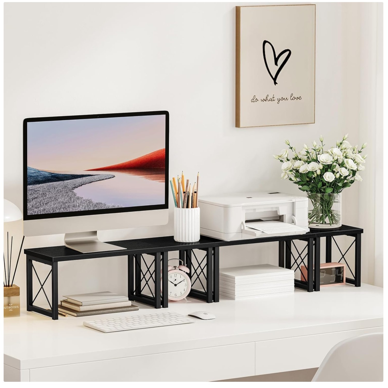 Versatile 2 Tier Desk Organizer, Freestanding Shelf – Black