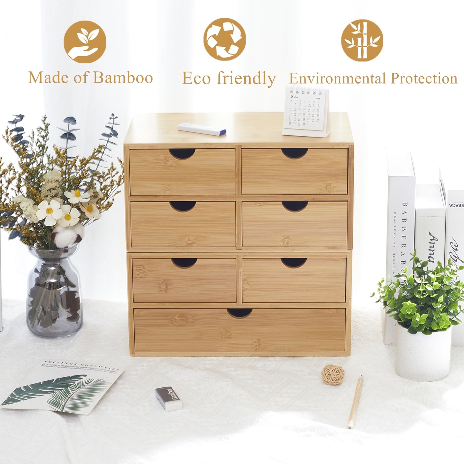 Desk Organizer 4 Drawers, Countertop Organizer with Drawers Makeup Storage Dr…