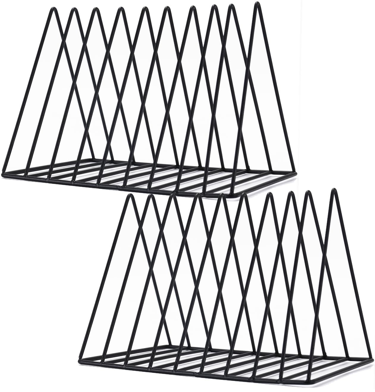 2 PCS Black 9 Slot Triangle Magazine Holder Desktop File Sorter Rack