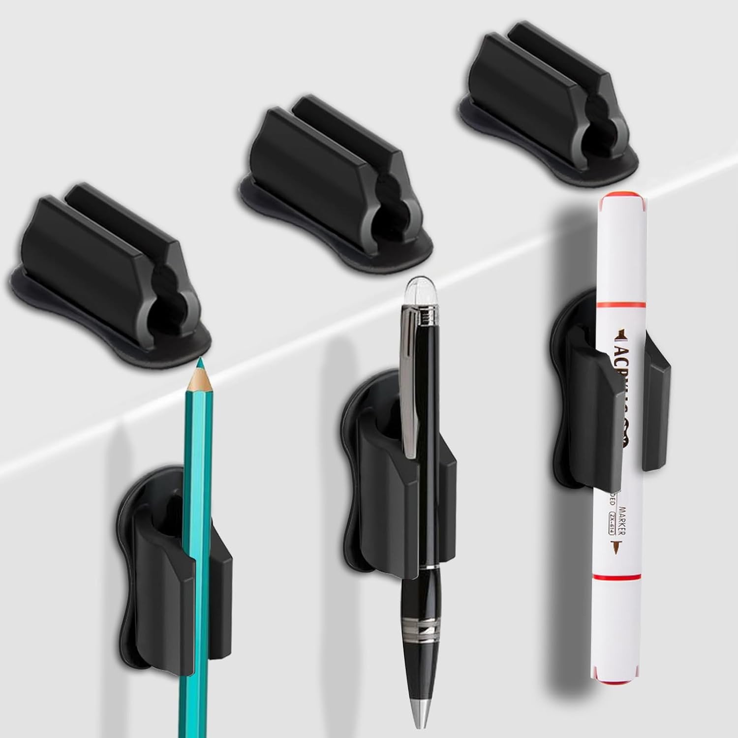 6-Pack Wall Adhesive Pen Holders – Desk Organizer for Office & Classroom