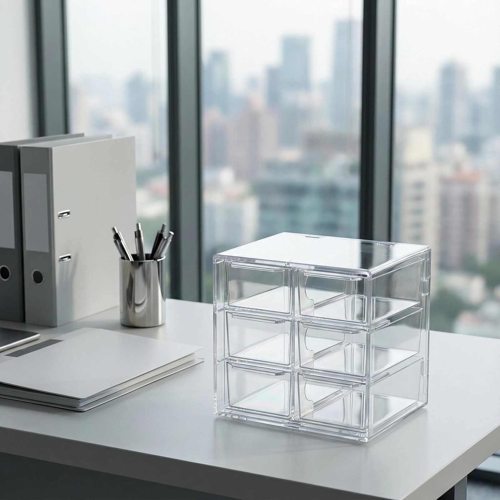 Acrylic Drawer Organizer, Clear Desk Organizer with Drawer, Plastic Stackable…