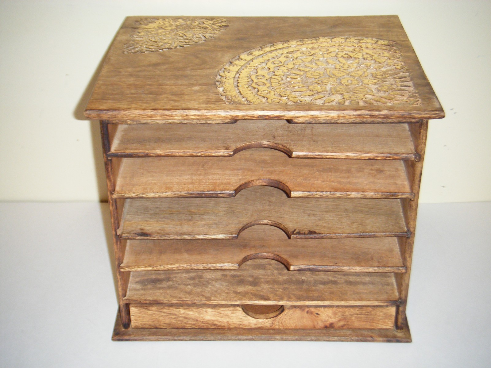 Kenton Grey Wood Paper Tray Shelf Desk Organizer Made In India