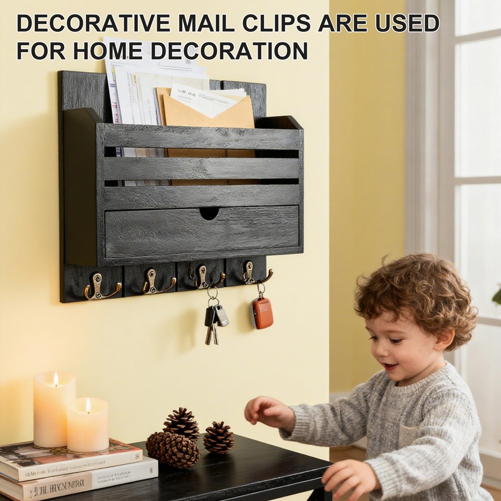 Decorative Organizer, Key and Holder for Wall,Wood Key Holder Wall Mount with…
