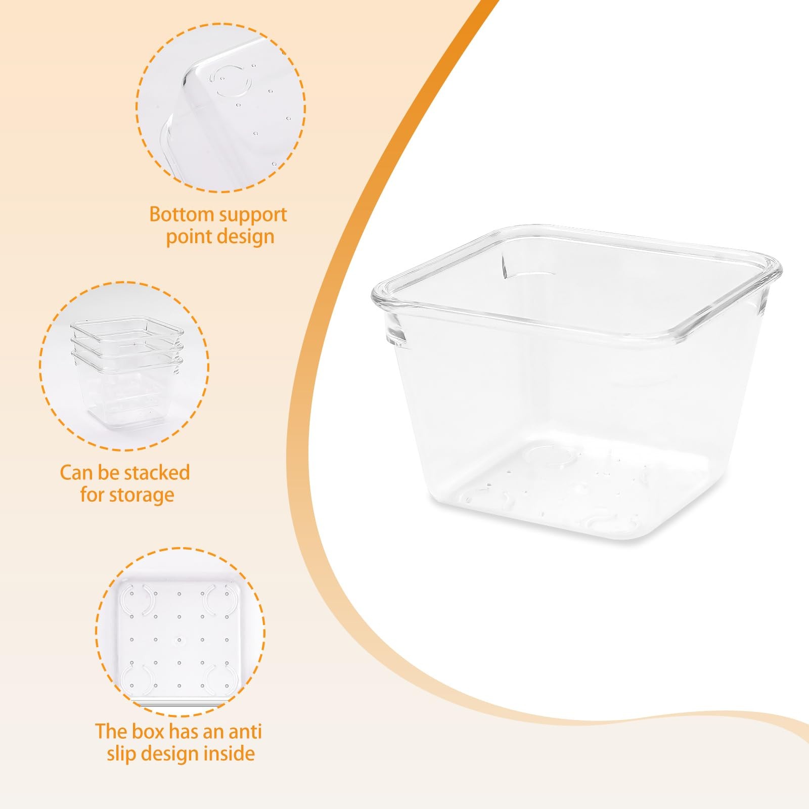 Clear Acrylic Drawer Organizers Set Storage for Makeup Office Desk Small Vani…