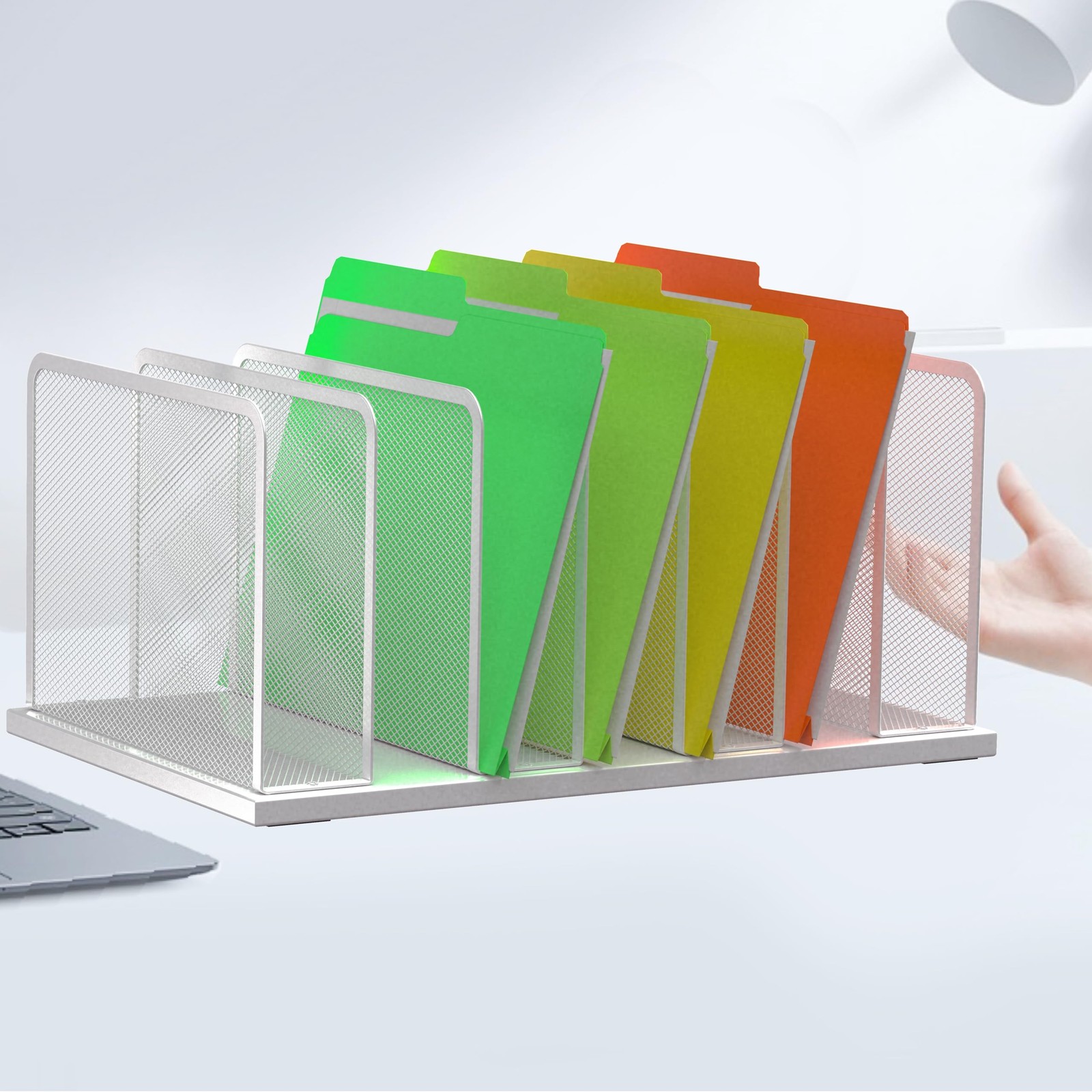 Desk File Organizer Upright Mesh Desktop Sorter Office Home Folder Holder