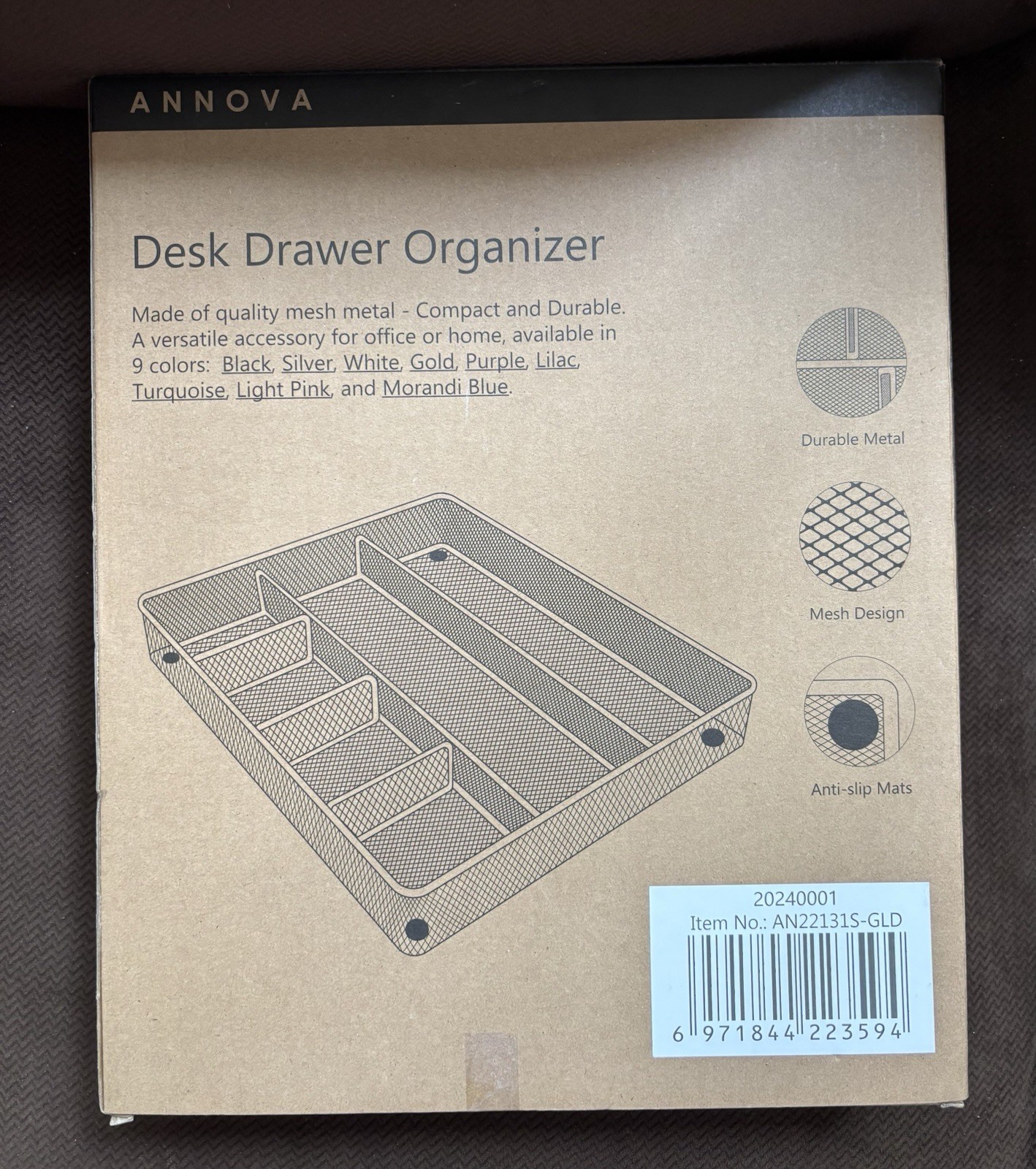 Annova Desk Drawer Organizer Made Of quality Mesh Metal – Gold Color