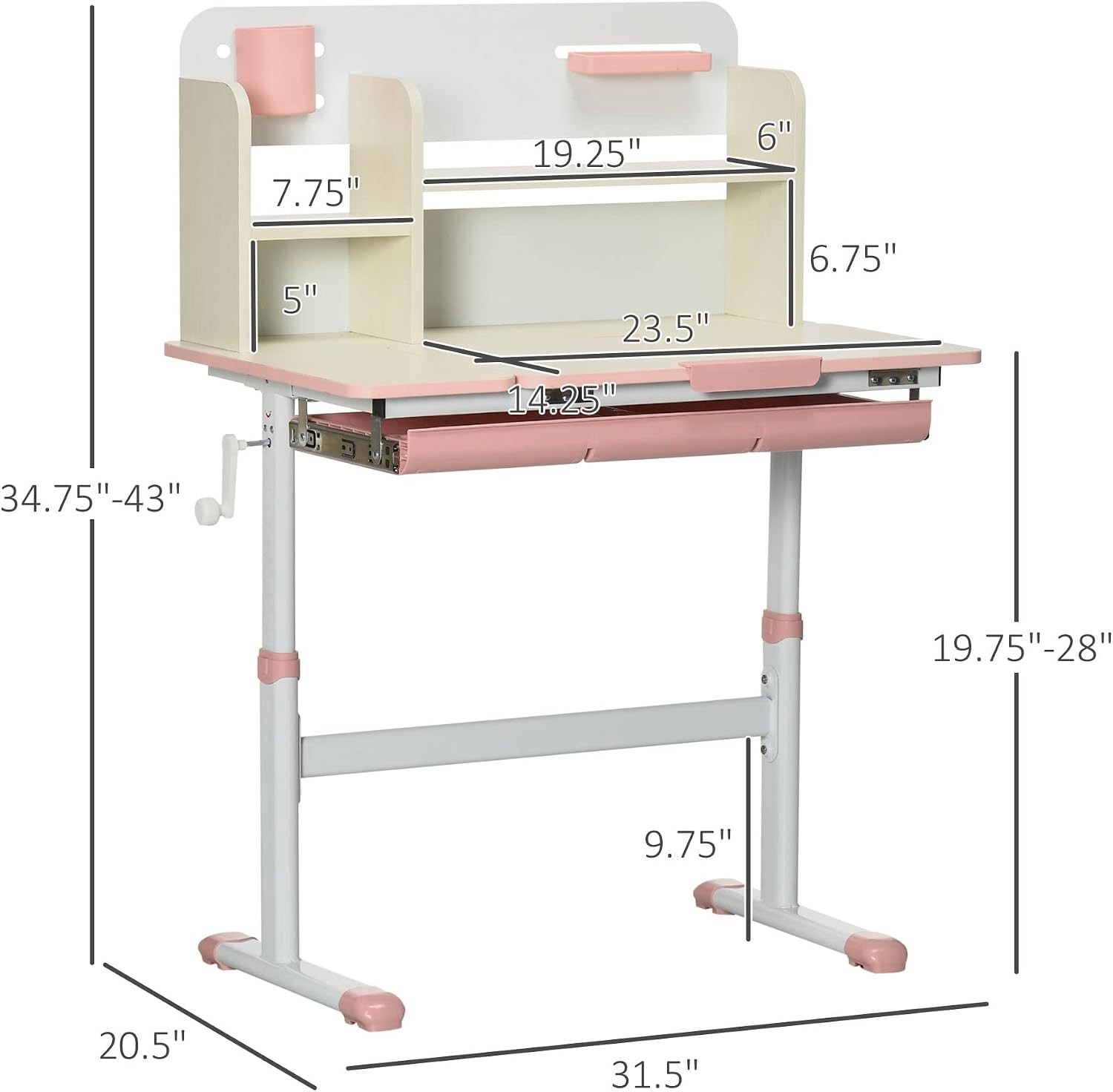 Wooden Kids Study Desk Height Adjustable Children School Study Table Student