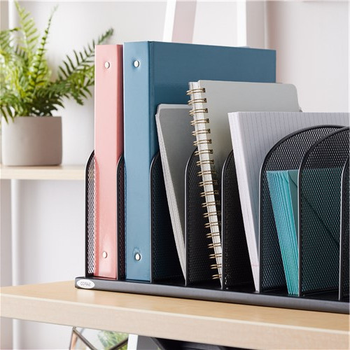 Safco Onyx Mesh Office/Desk Organizer, 8 Upright Sections, #3253 BL