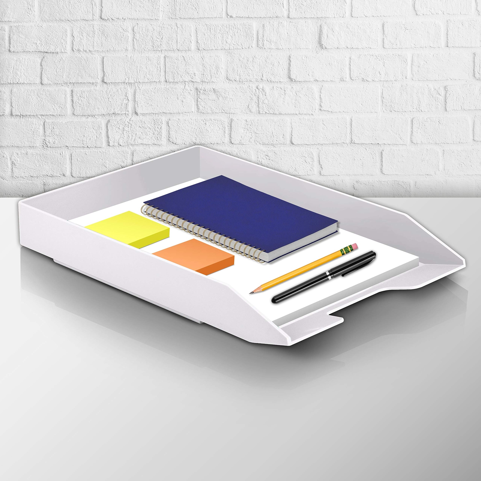 Stackable Letter Tray Front Load Letter Size Plastic White 1 Unit