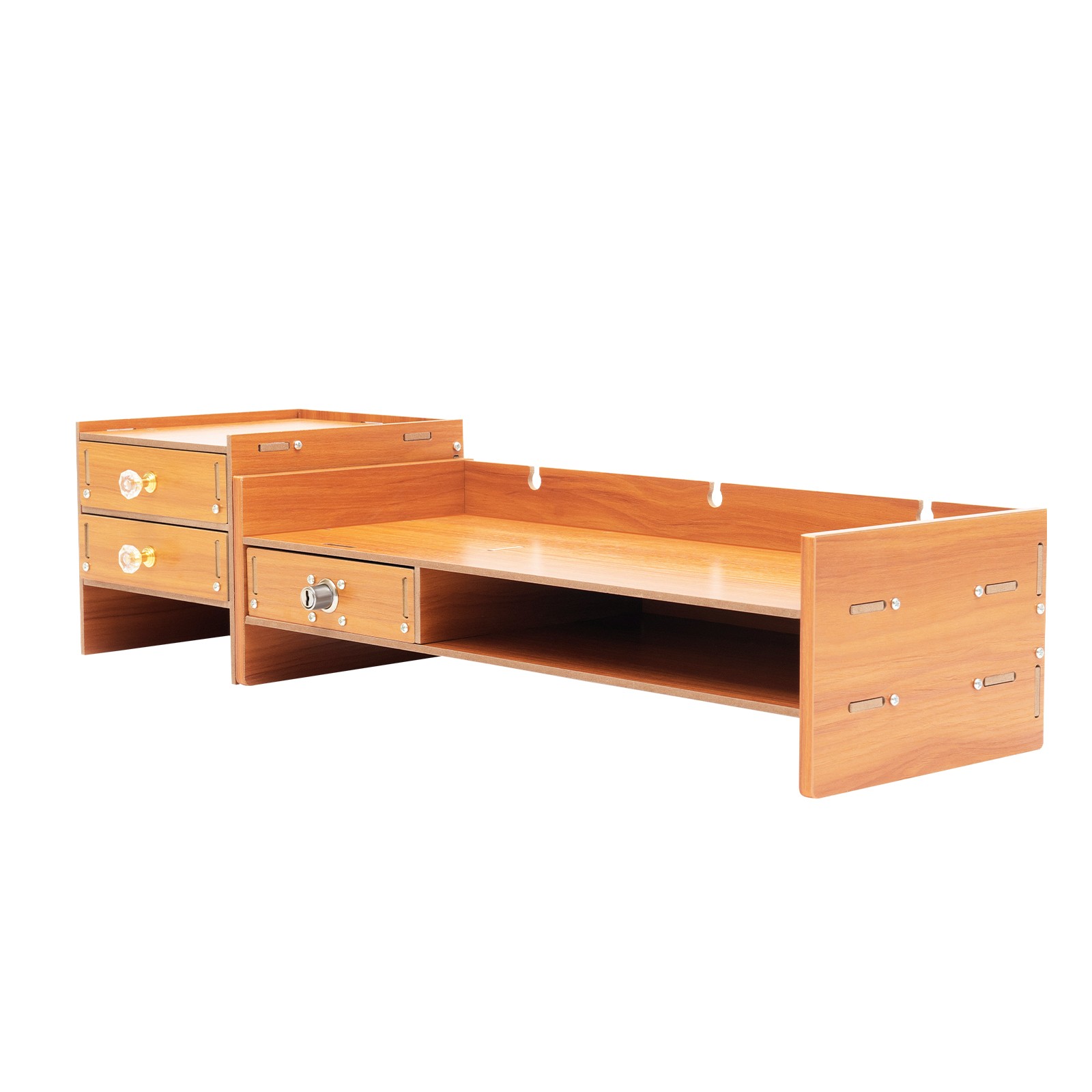 Wooden Desk Organizer with Drawers Office Supplies Computer Desktop Tabletop