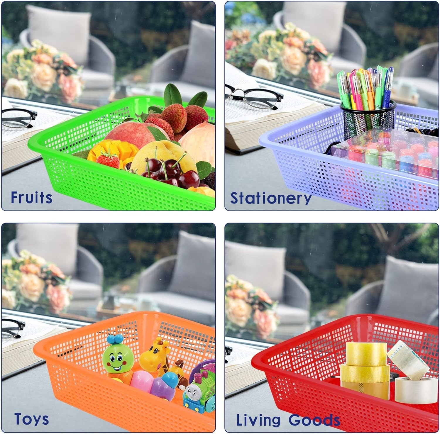 24 Pack Classroom Storage Baskets Pencil Organizer Bins 13.5 x 10 x 3 Inch Paper