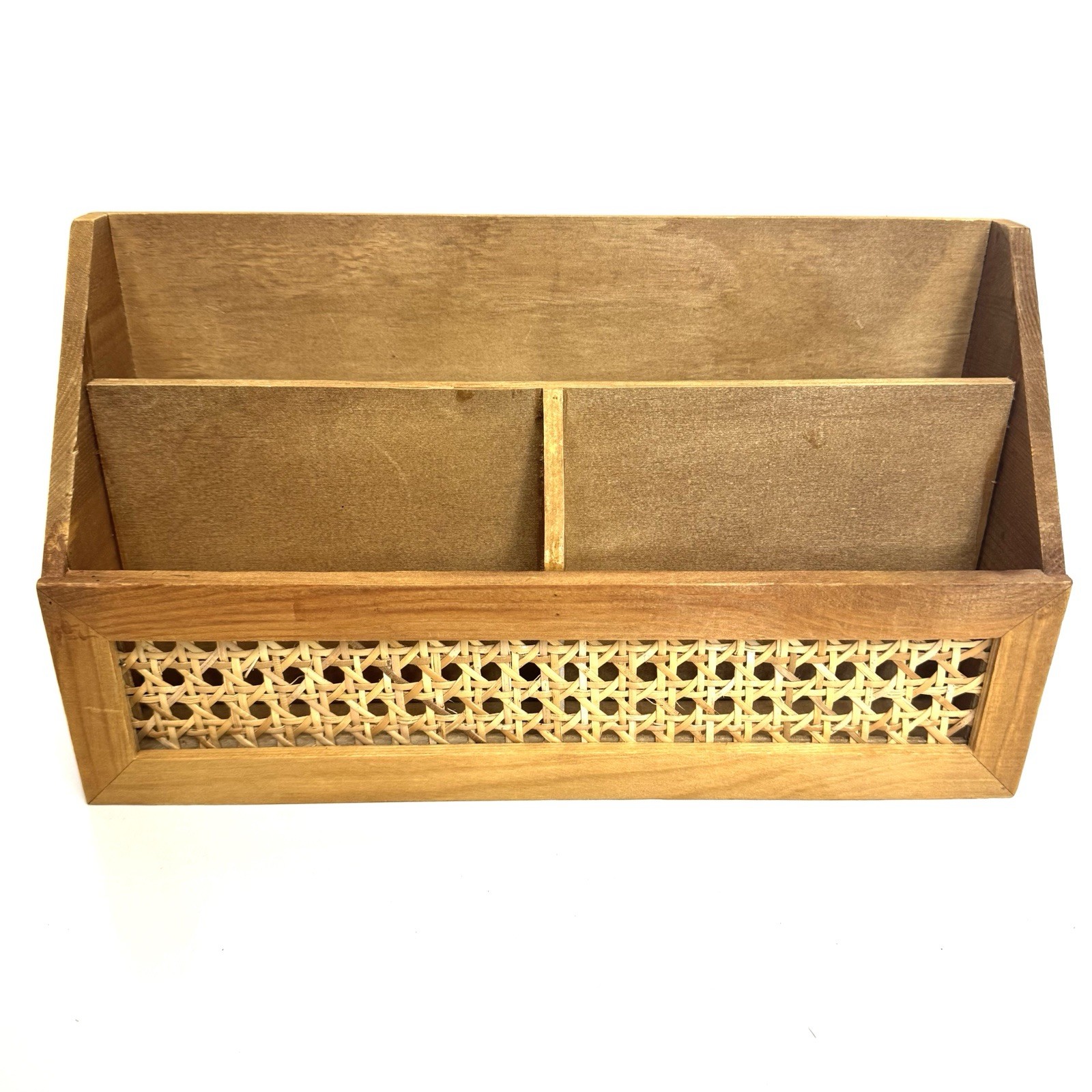 Vintage Rattan Wicker Organizer 12.5”x4”