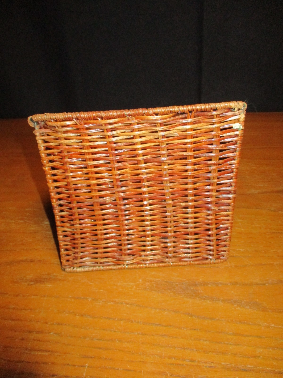 Vintage Woven Wicker Rattan Mail Holder – Brown – 3 Compartments – Desk Top