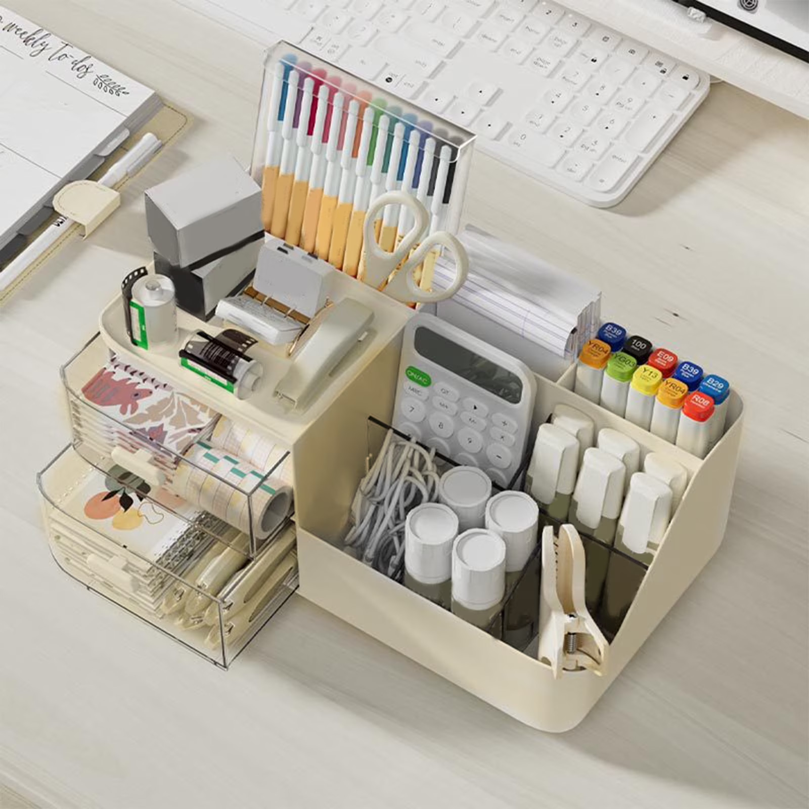 Desk Organizer with 2 Drawer Pencil Pen Holder