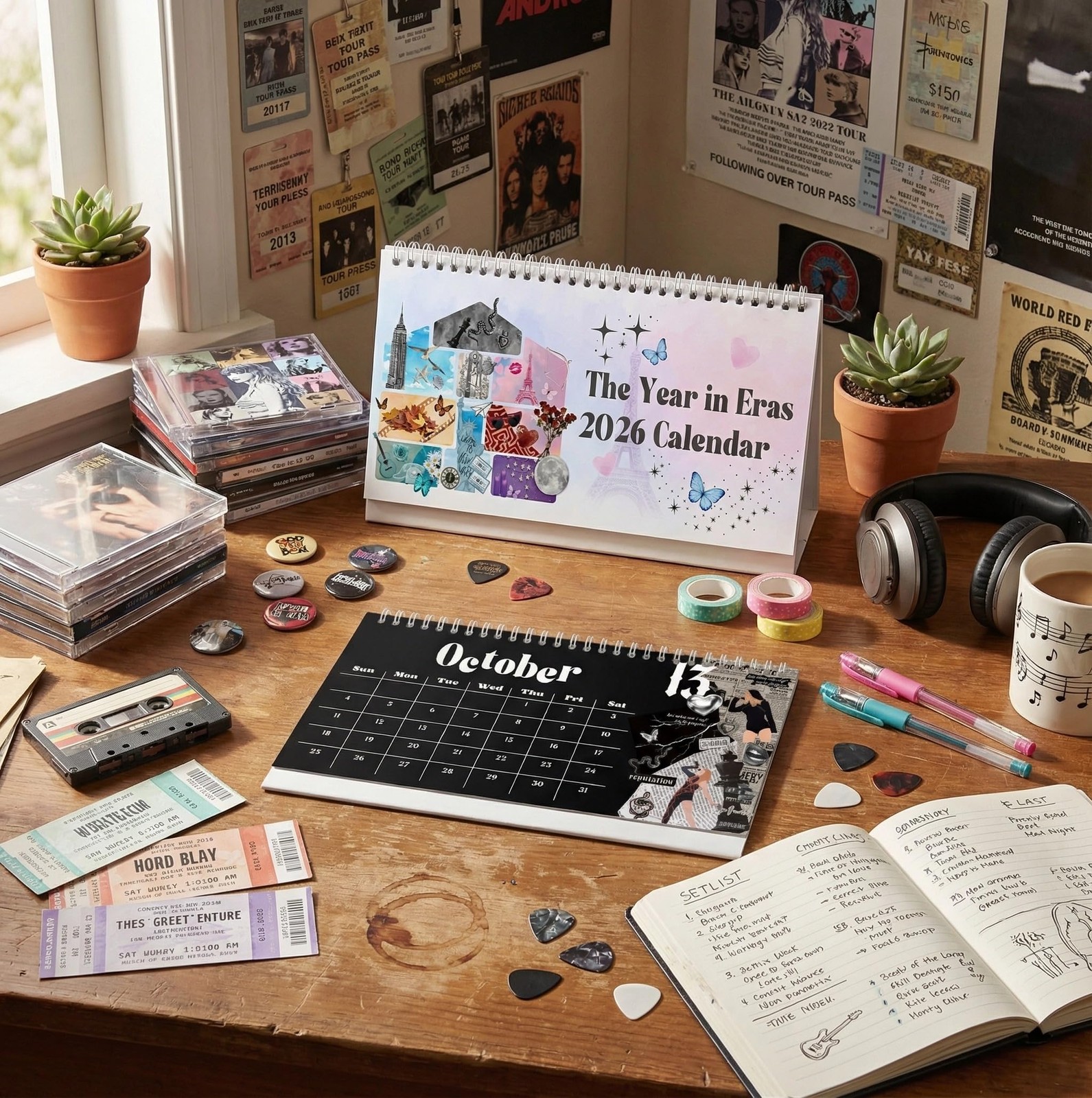 Singer Inspired Desk Calendar 2026 Best Era Design Gift for Music colorful
