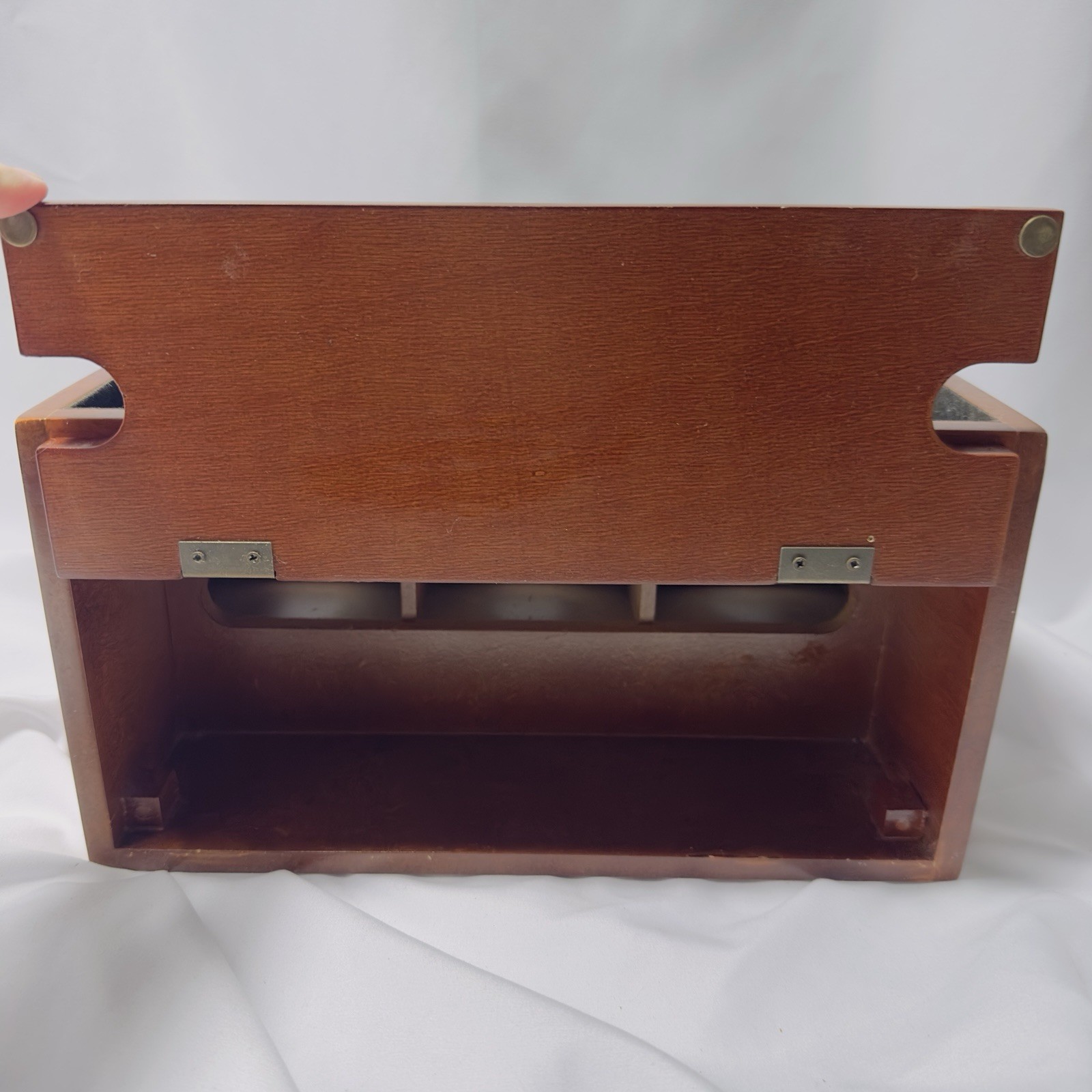 Vtg Wooden Office Desk Top Organizer Stationary 2 Drawer 5 Slots Felt Lined