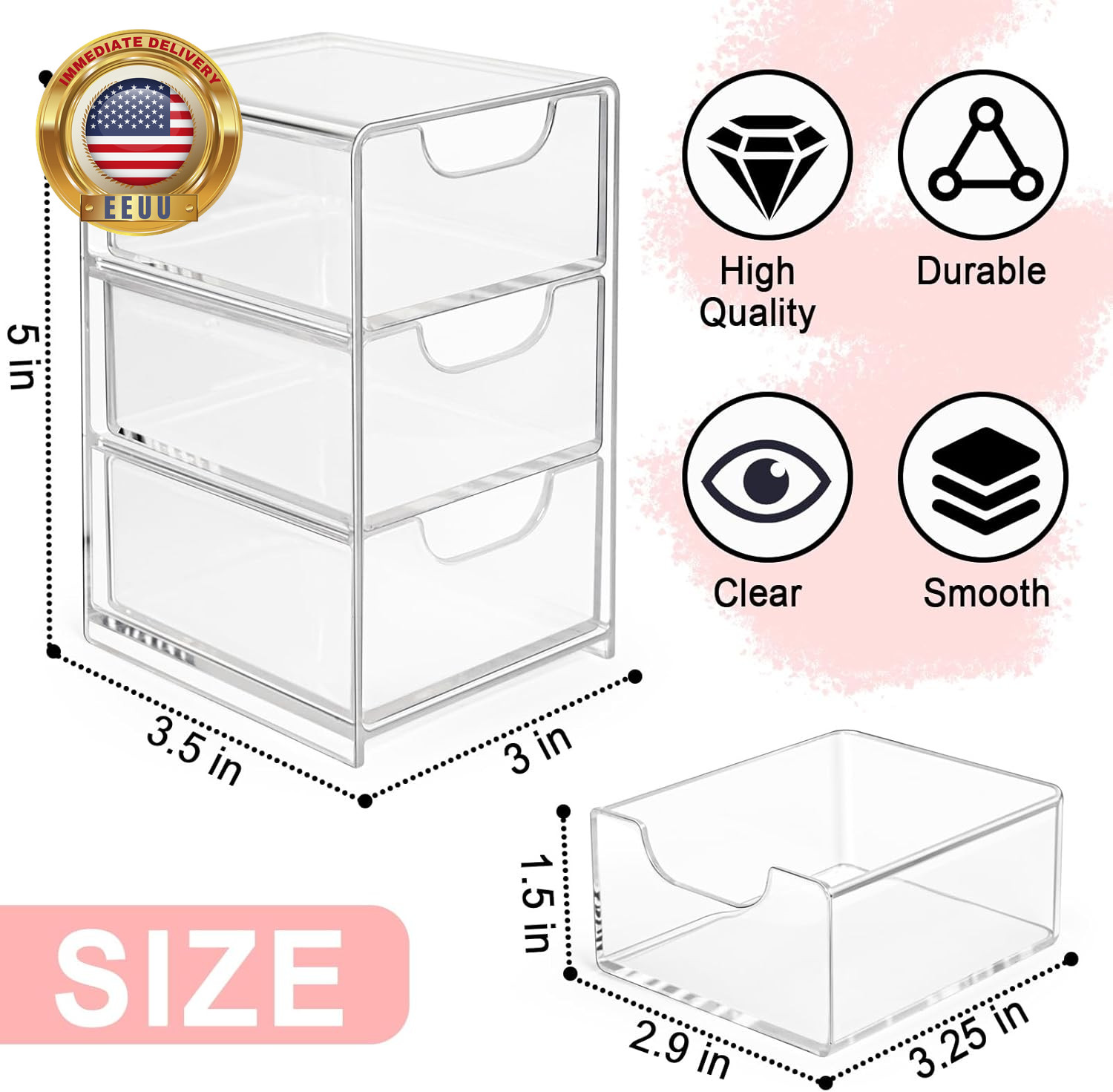 Small Desk Organizer with Drawer, Desktop Organization for Office Supplies, Jewe