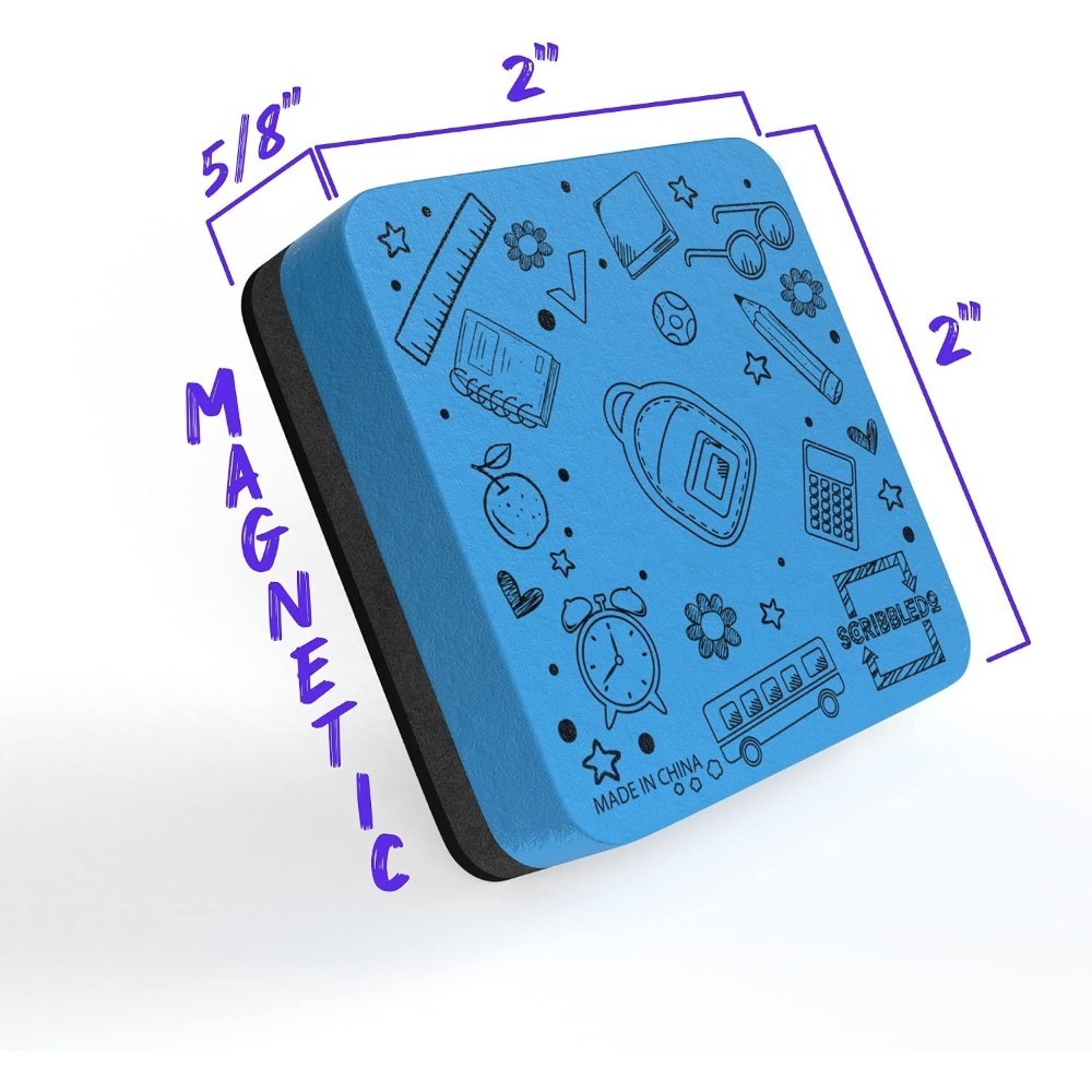 Magnetic Dry Erase Erasers 6 Pack Assorted Colors for Whiteboard Smudge Free