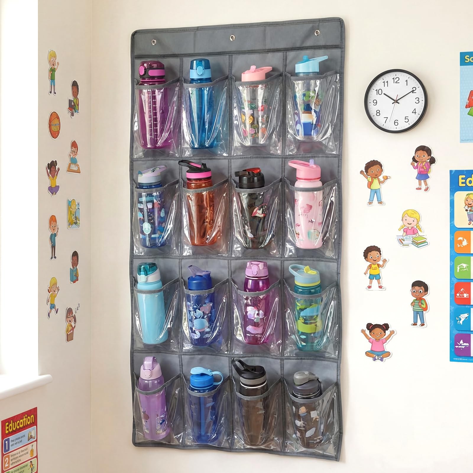 2 Pcs Water Bottle Organizer for Classroom 32 Holders over the Door Storage R…