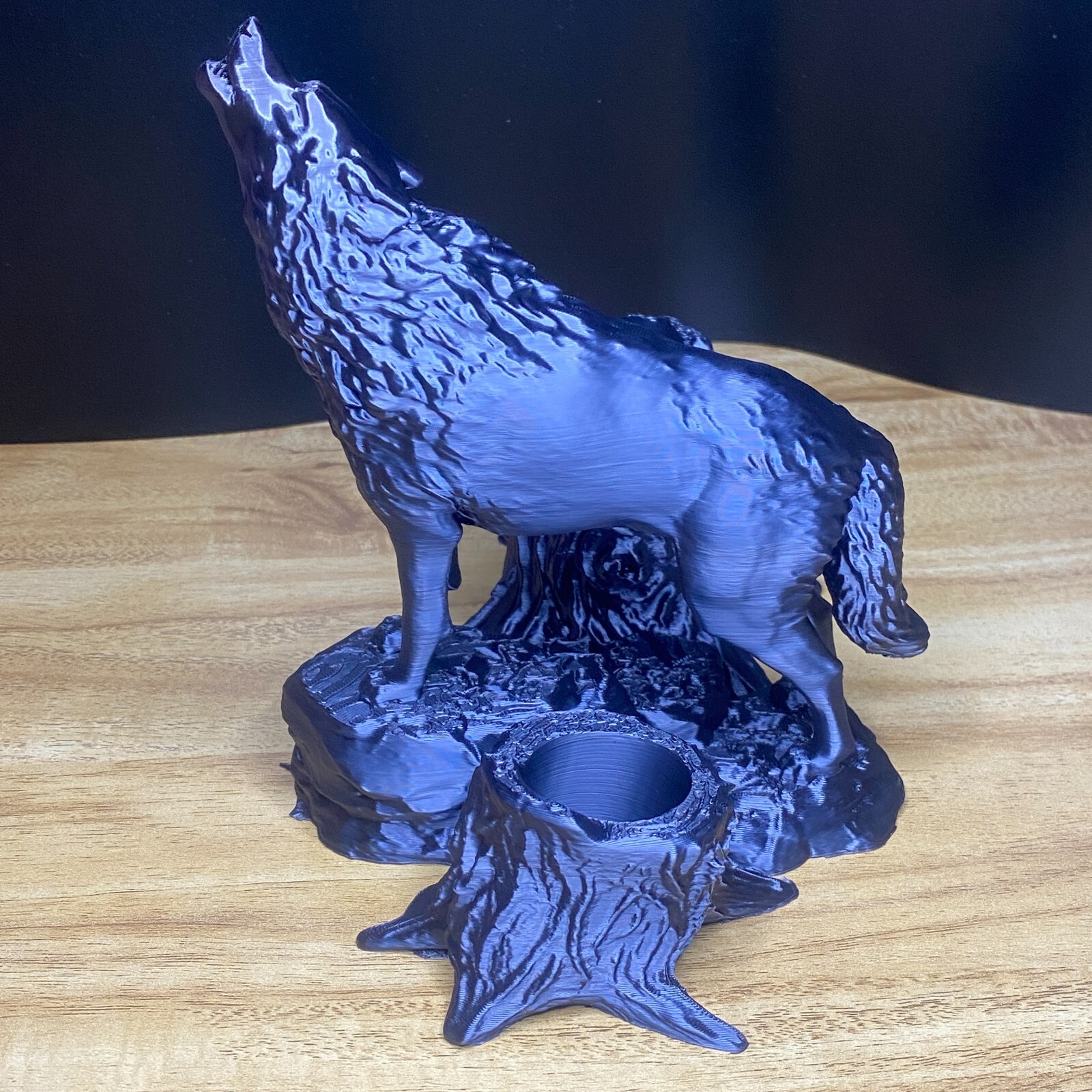 Black Wolf Pen & Pencil Holder – Unique Desk Organizer