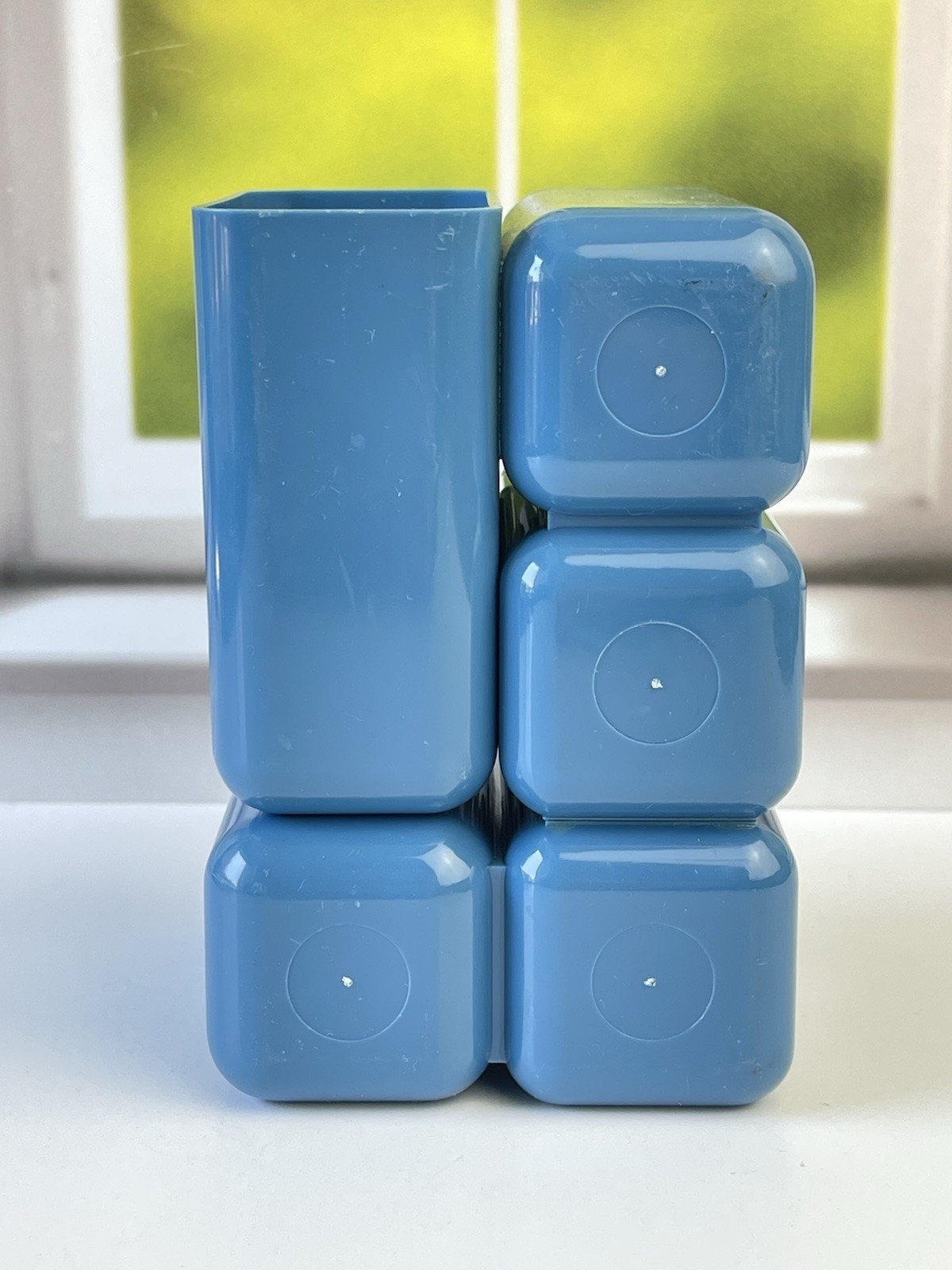 Vintage Mid Century Modern Blue Plastic Mini Drawer Storage Caddy Desk Organizer