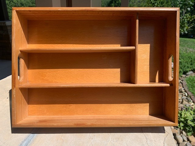Teak Wooden Organizer Tray Desk Dovetail Drawer 14X9.5X2.5 Kitchen