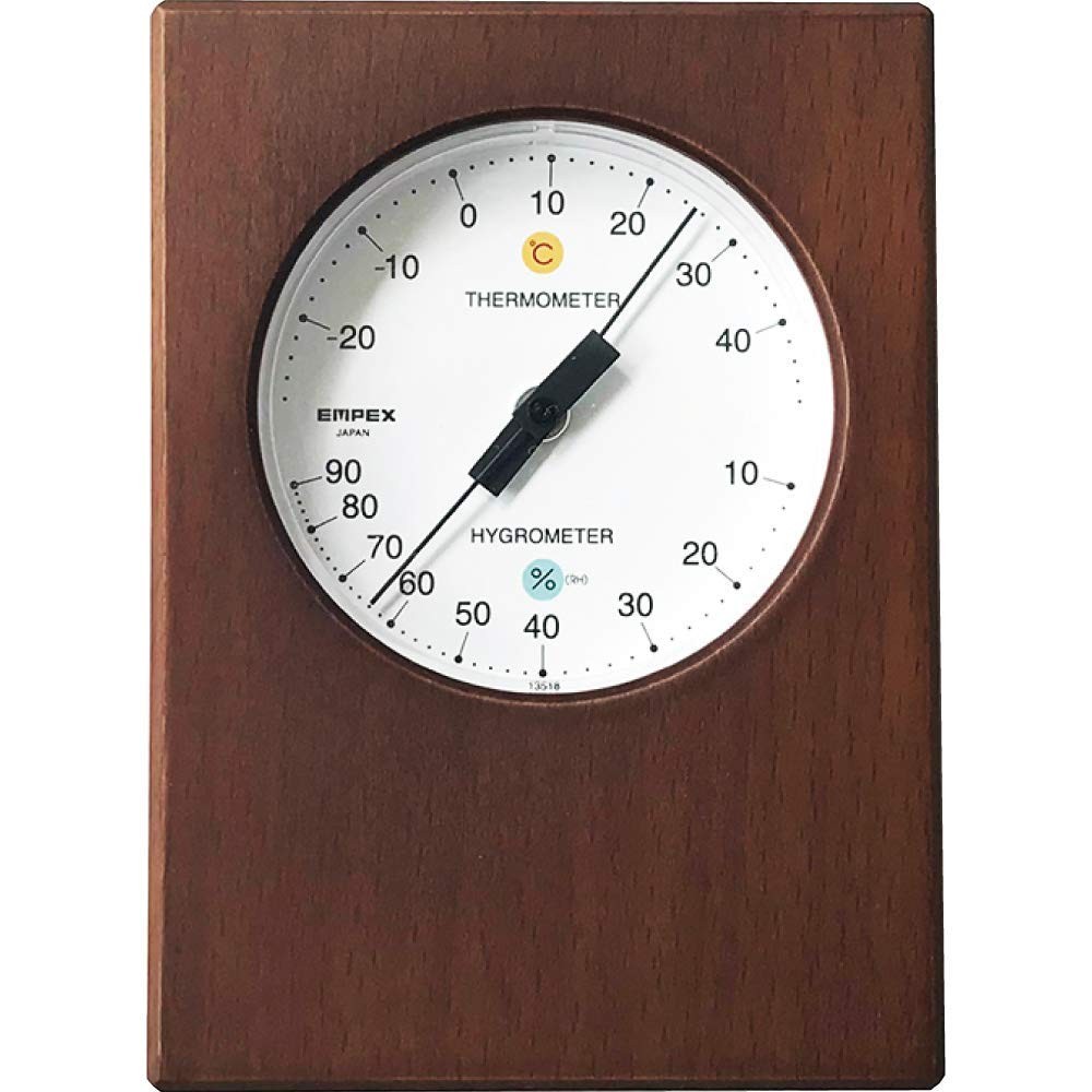 KATOMOKU Hygrometer Brown Rectangular Wooden Wall & Desk Japan