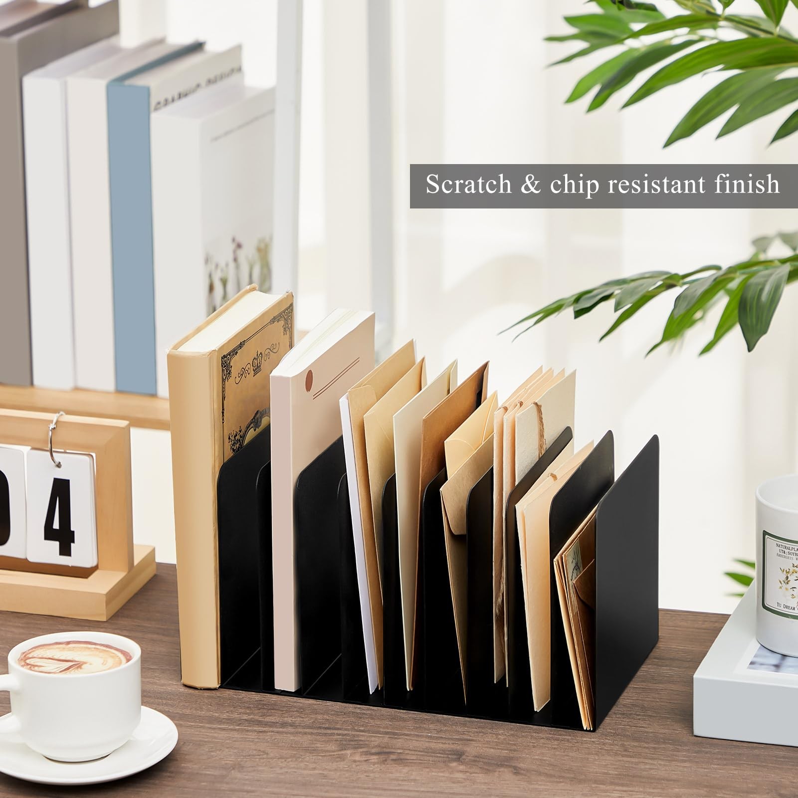 10.63×5.79×5.41 Inch Metal Desk File Organizer 10 Compartments File Sorter
